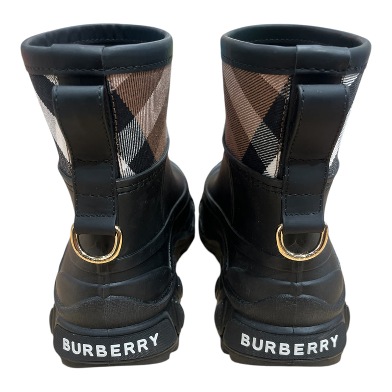 BURBERRY/Rain Boots/EU 37/Plaid/BLK/Gold Hook