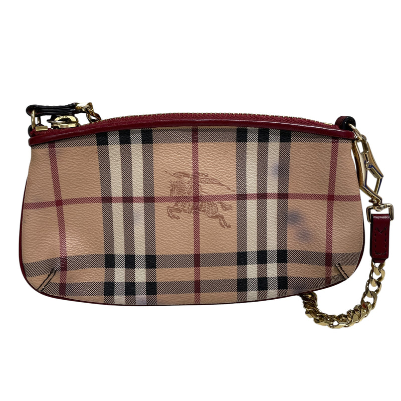 BURBERRYS/Bag/S/Plaid/Leather/MLT/Horse/cherry red/tan