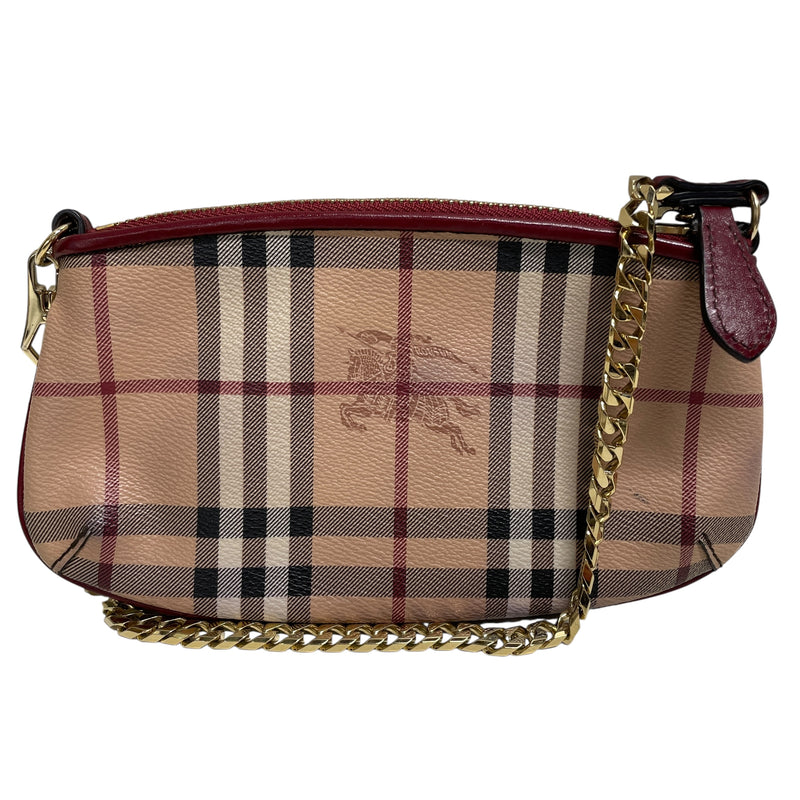 BURBERRYS/Bag/S/Plaid/Leather/MLT/Horse/cherry red/tan