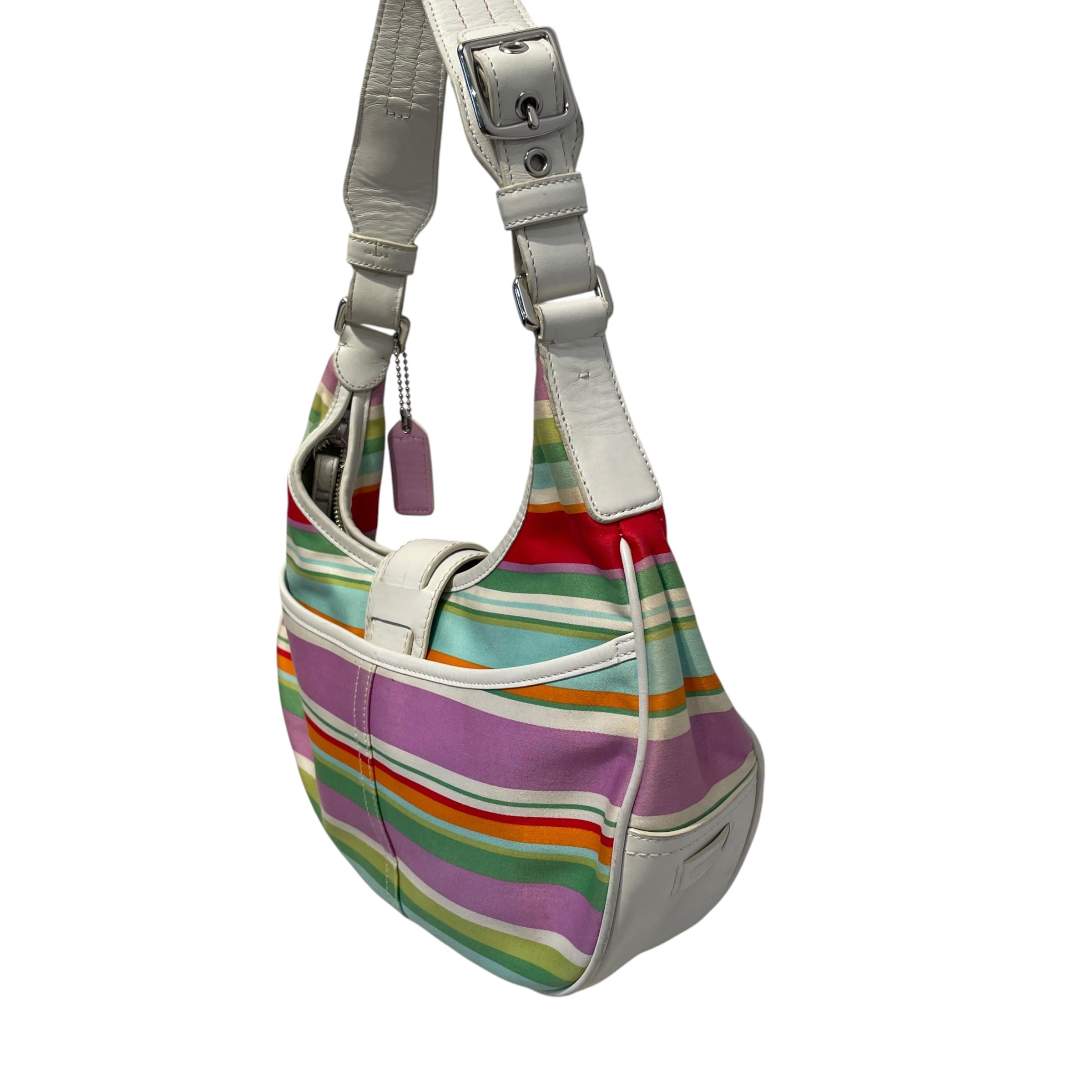 COACH/Hand Bag/Stripe/Nylon/MLT/Hobo Shoulder Bag view 4