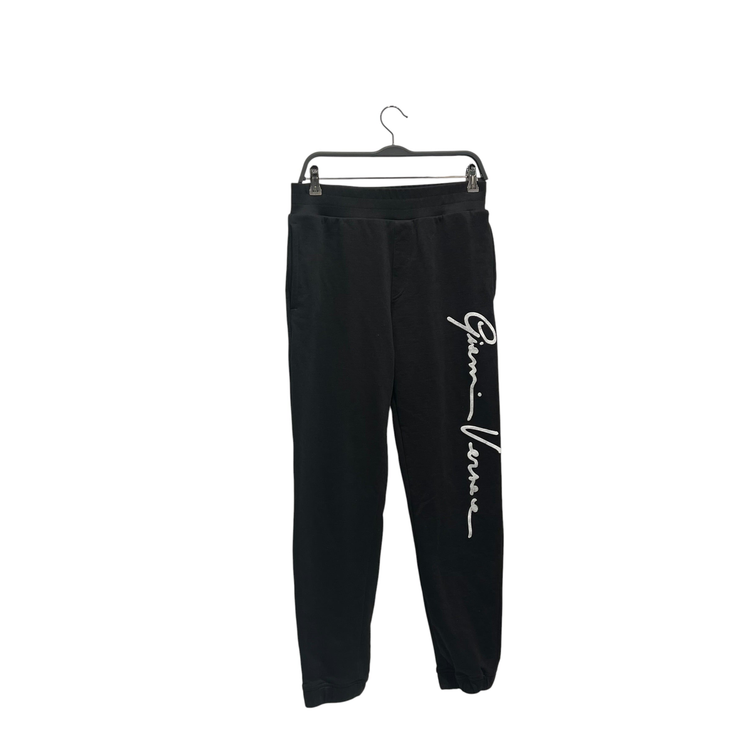 VERSACE/Pants/S/Cotton/BLK/Joggers Cursive Logo Leg view 1