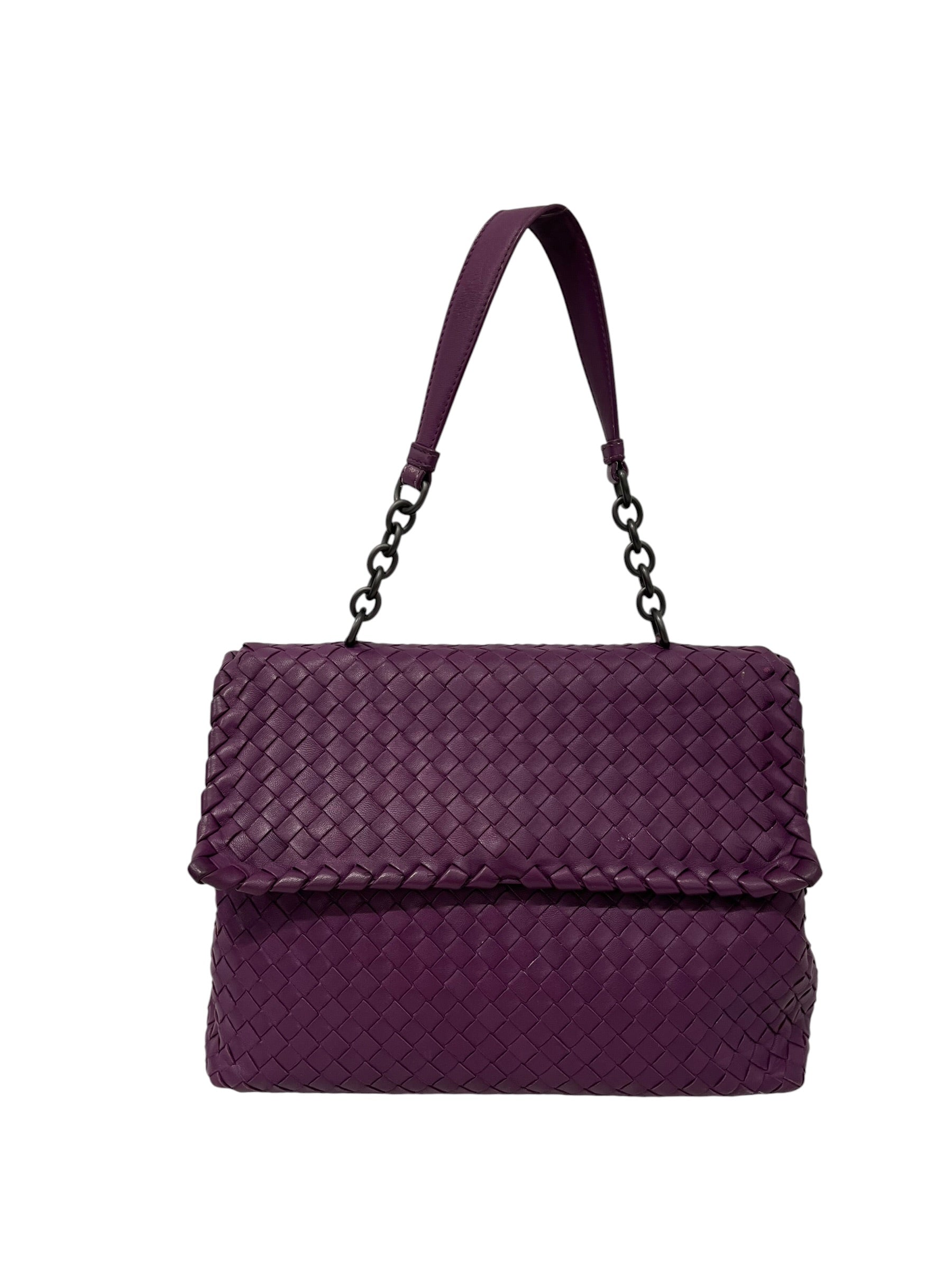 BOTTEGA VENETA/Hand Bag/Leather/PPL/WOVEN LEATHER, CHAIN HANDLE view 1