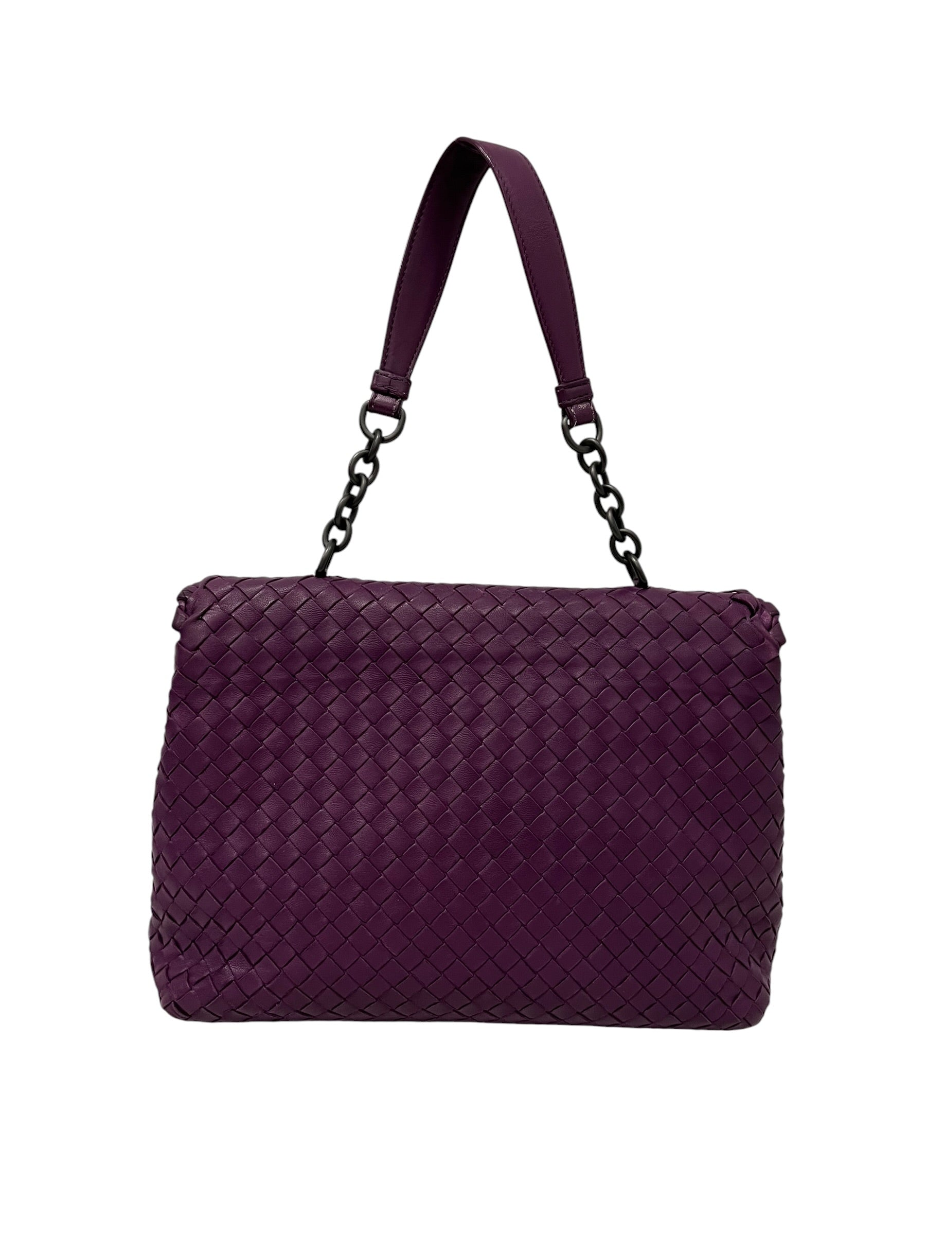 BOTTEGA VENETA/Hand Bag/Leather/PPL/WOVEN LEATHER, CHAIN HANDLE view 2