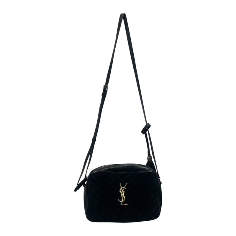 YVES SAINT LAURENT/Cross Body Bag/Leather/BLK/Chevron Lou Camera