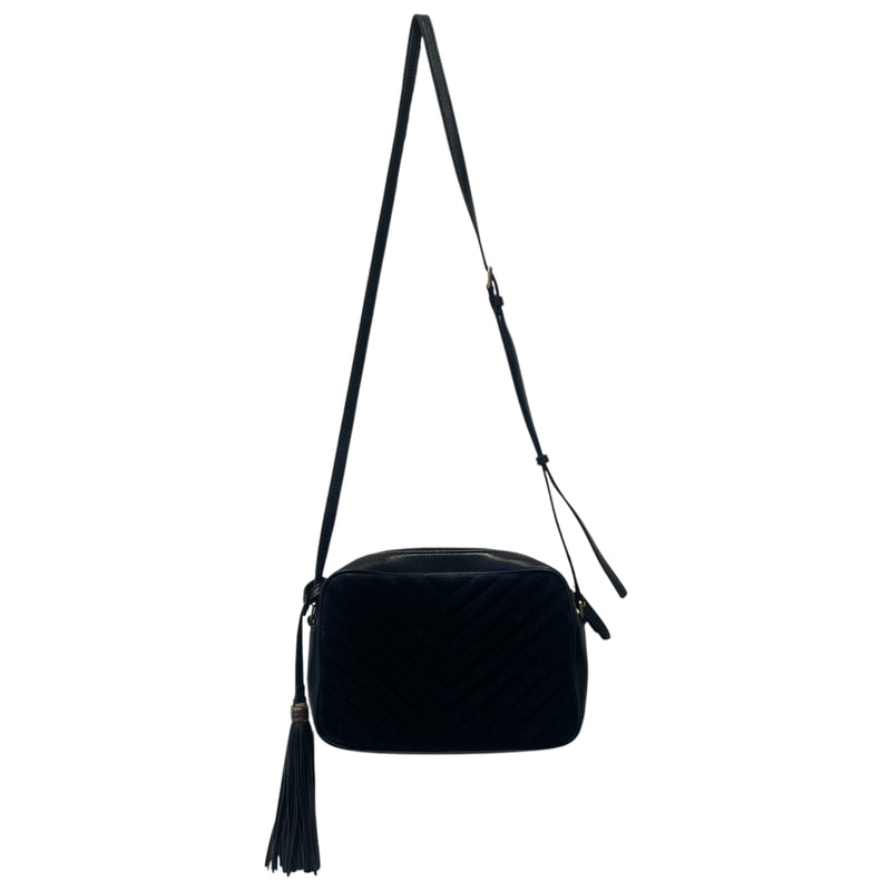 YVES SAINT LAURENT/Cross Body Bag/Leather/BLK/Chevron Lou Camera