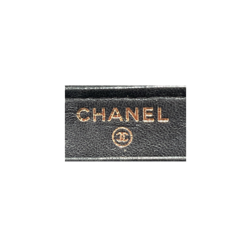CHANEL/Trifold Wallet/Leather/BLK/SWARVARSKI MULTI