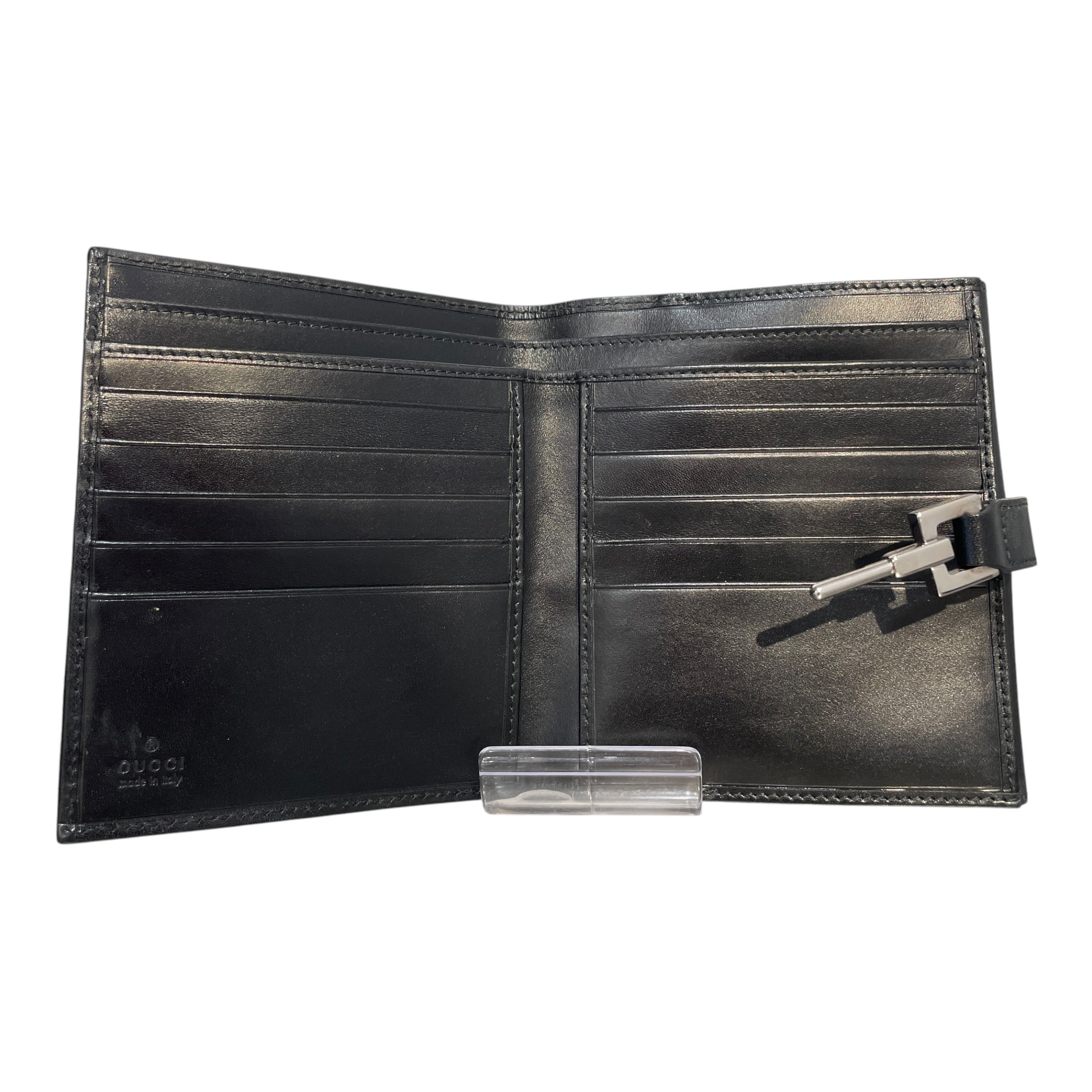 GUCCI/Wallet/Leather/BLK/TrriFold Wallet  Silver Clasp view 4