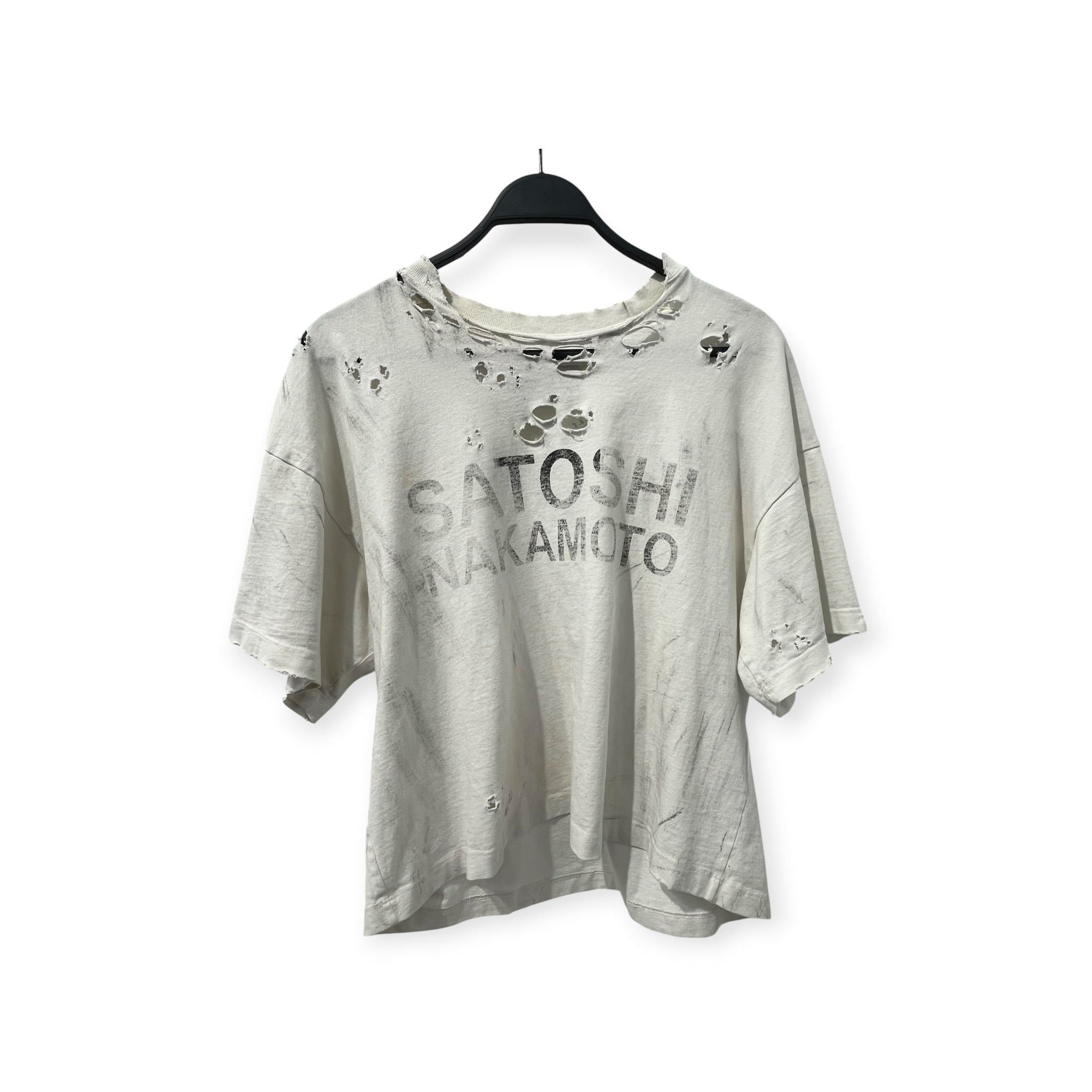 SATOSHI NAKAMOTO /T-Shirt/S/Cotton/WHT/CROPPED THRASHED TEE view 1