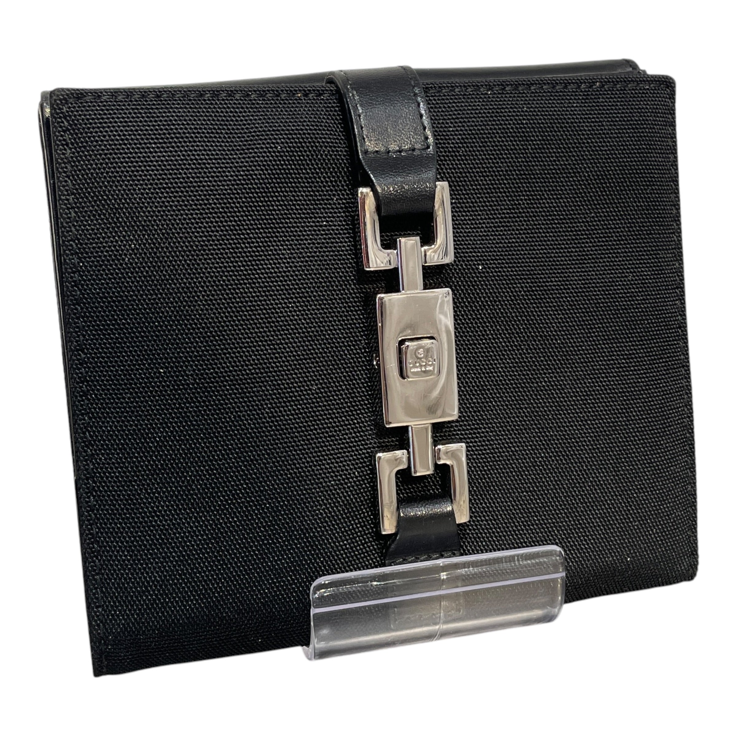 GUCCI/Wallet/Leather/BLK/TrriFold Wallet  Silver Clasp view 1