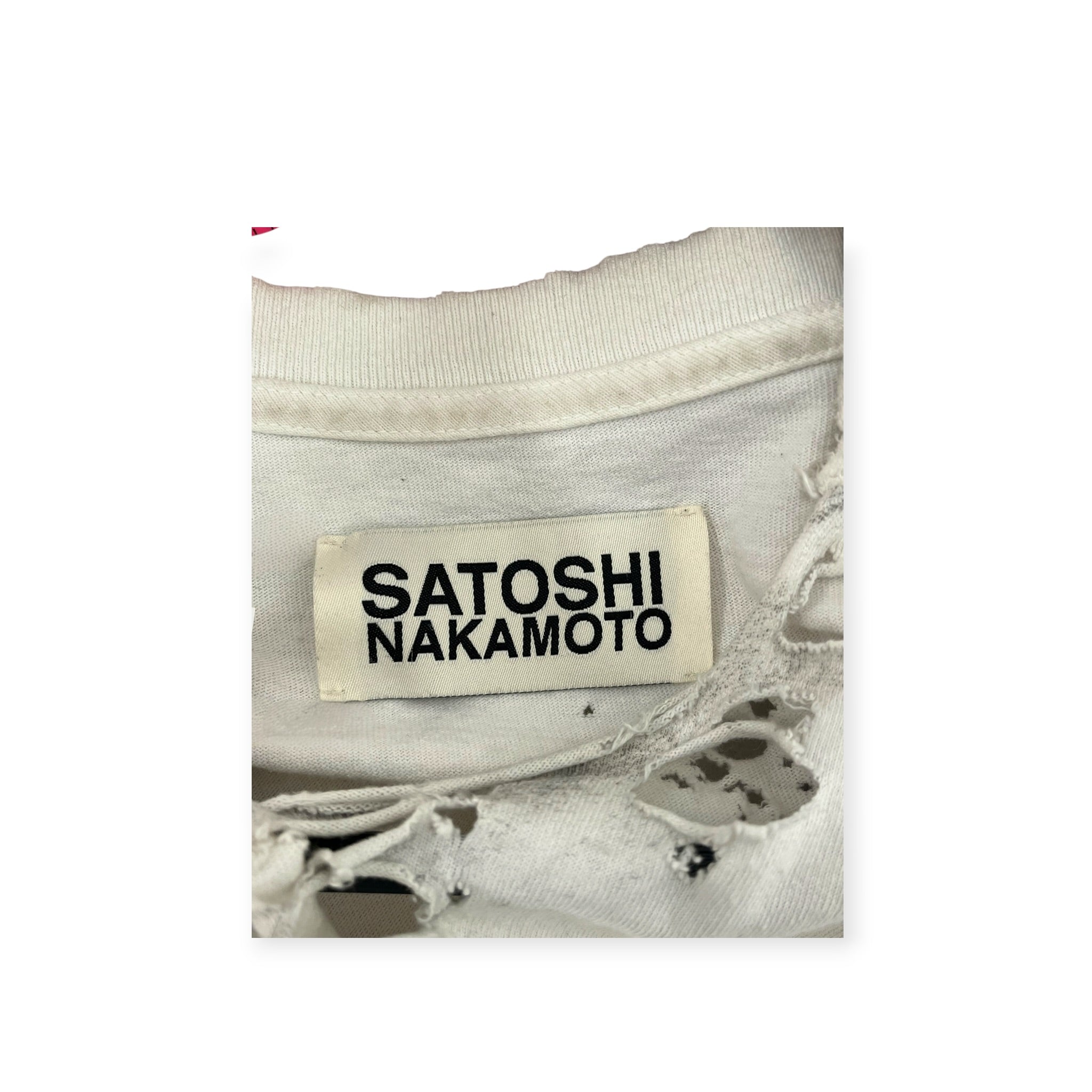 SATOSHI NAKAMOTO /T-Shirt/S/Cotton/WHT/CROPPED THRASHED TEE view 3