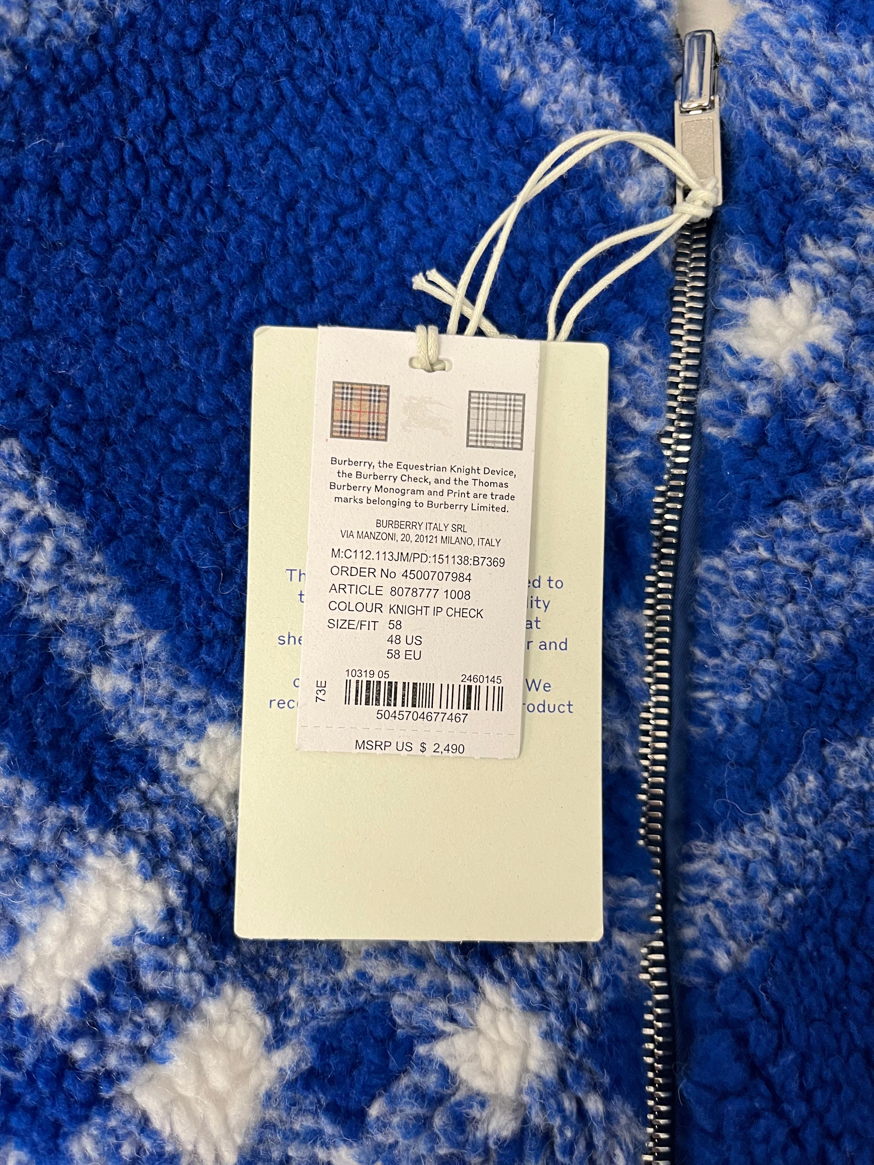BURBERRY PRORSUM COLLECTION/Jacket/58/Wool/BLU/Plaid/check fleece zip up view 5