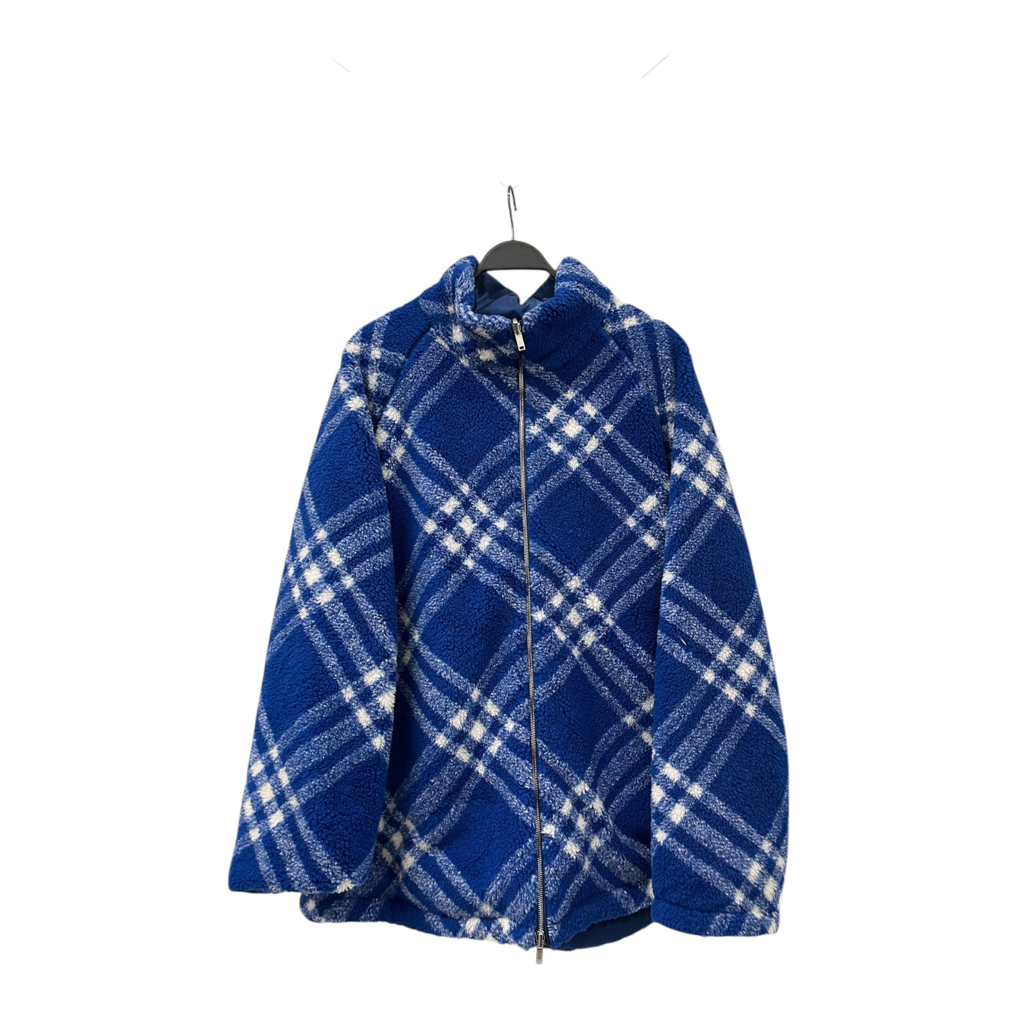 BURBERRY PRORSUM COLLECTION/Jacket/58/Wool/BLU/Plaid/check fleece zip up view 1