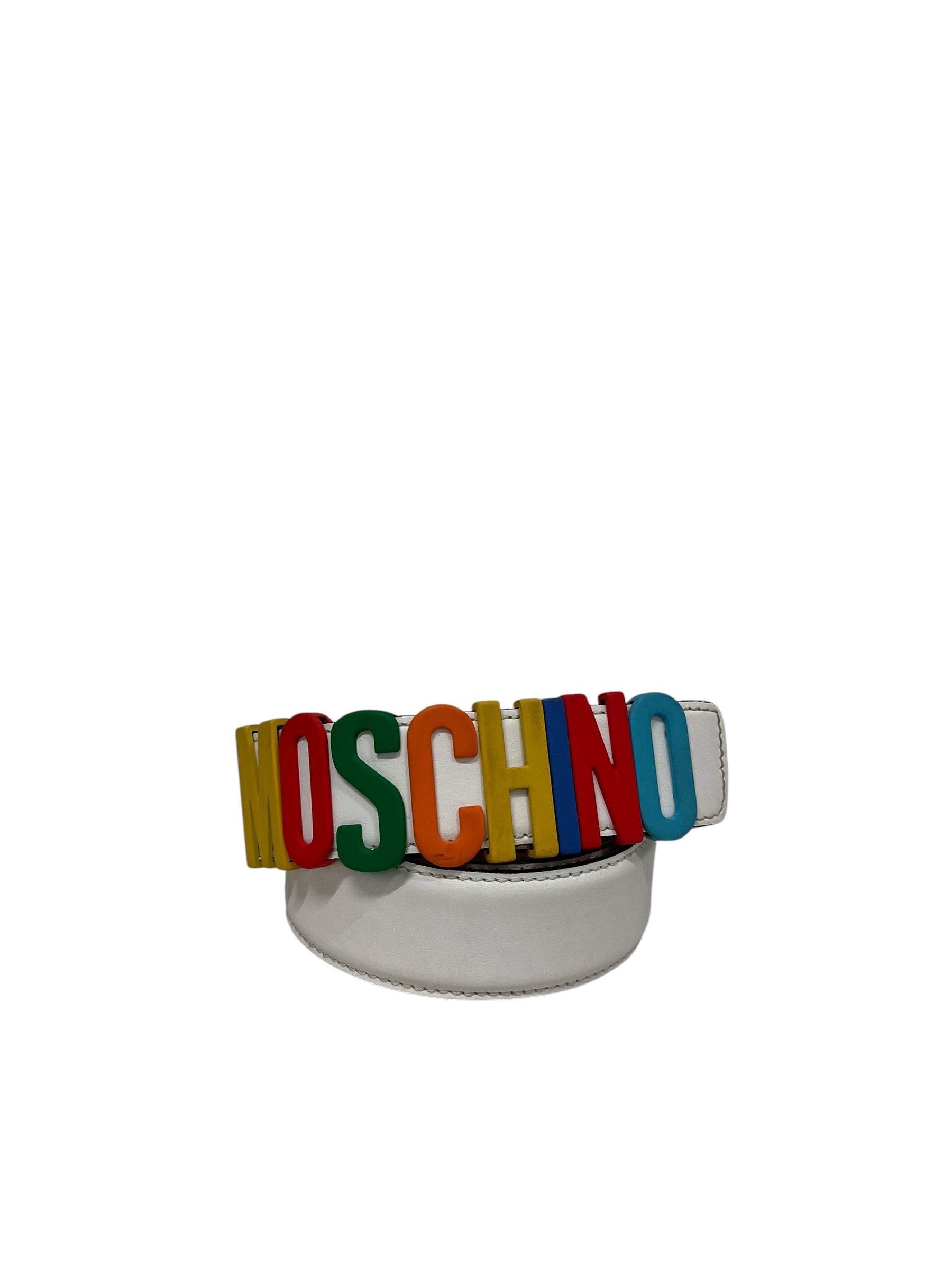 MOSCHINO/Belt/Stripe/Leather/WHT/RAINBOW LETTER BELT view 1