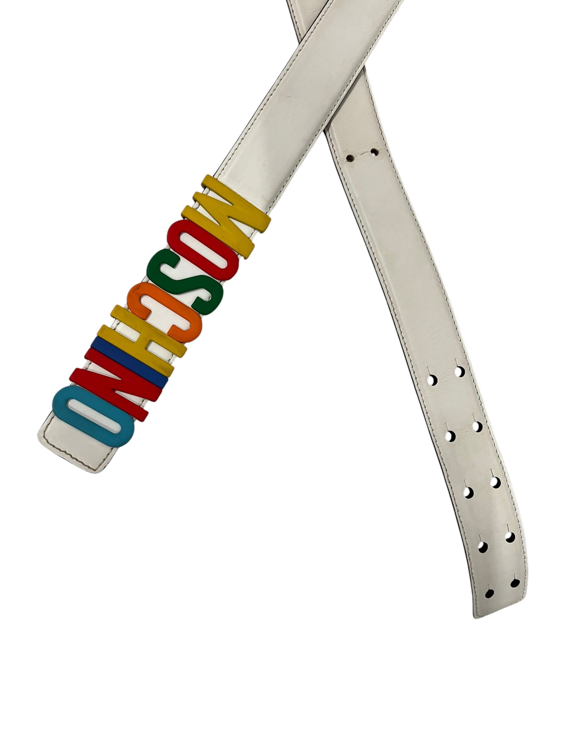 MOSCHINO/Belt/Stripe/Leather/WHT/RAINBOW LETTER BELT view 2