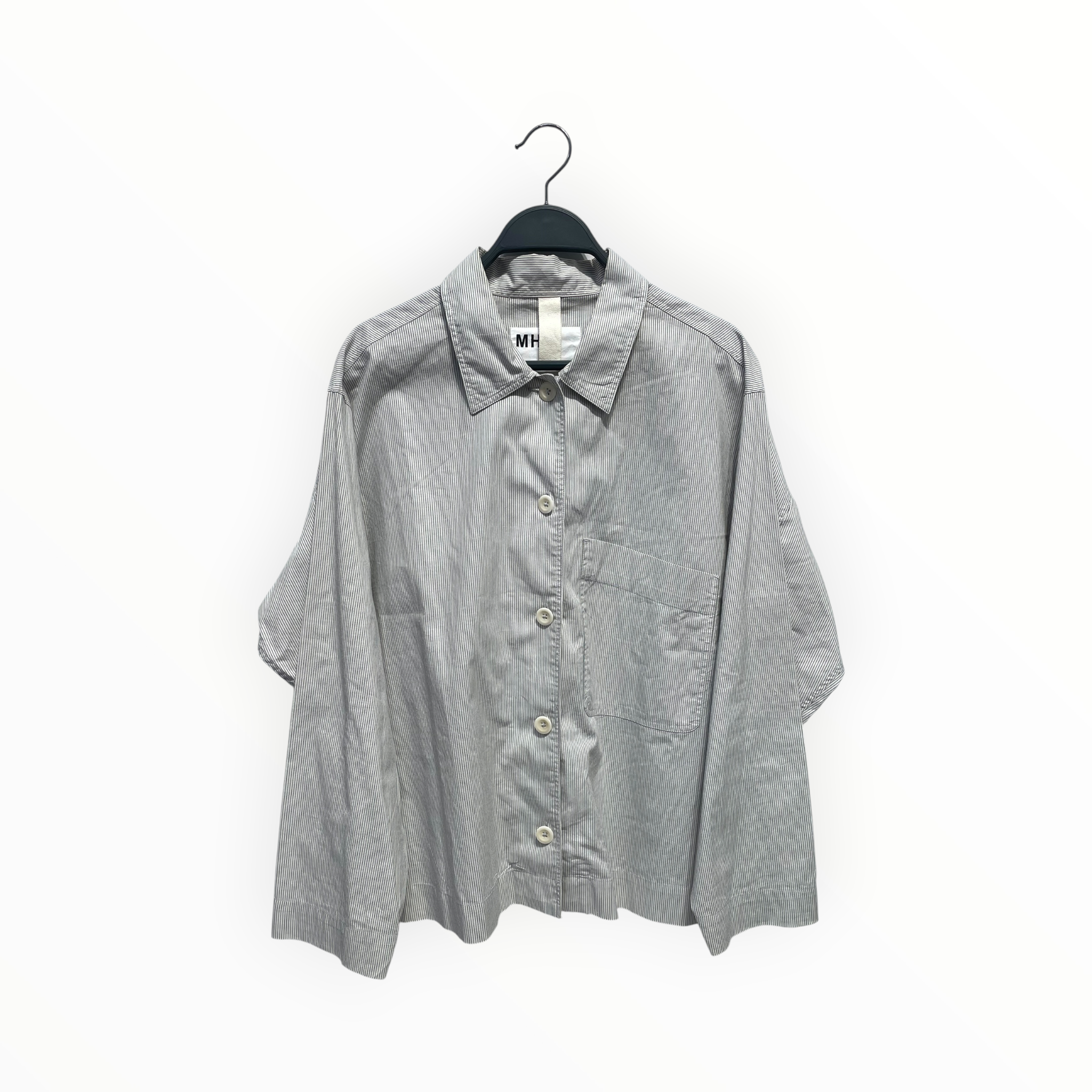 Margaret Howell/LS Shirt/2/Cotton/WHT/Stripe/pocket view 1