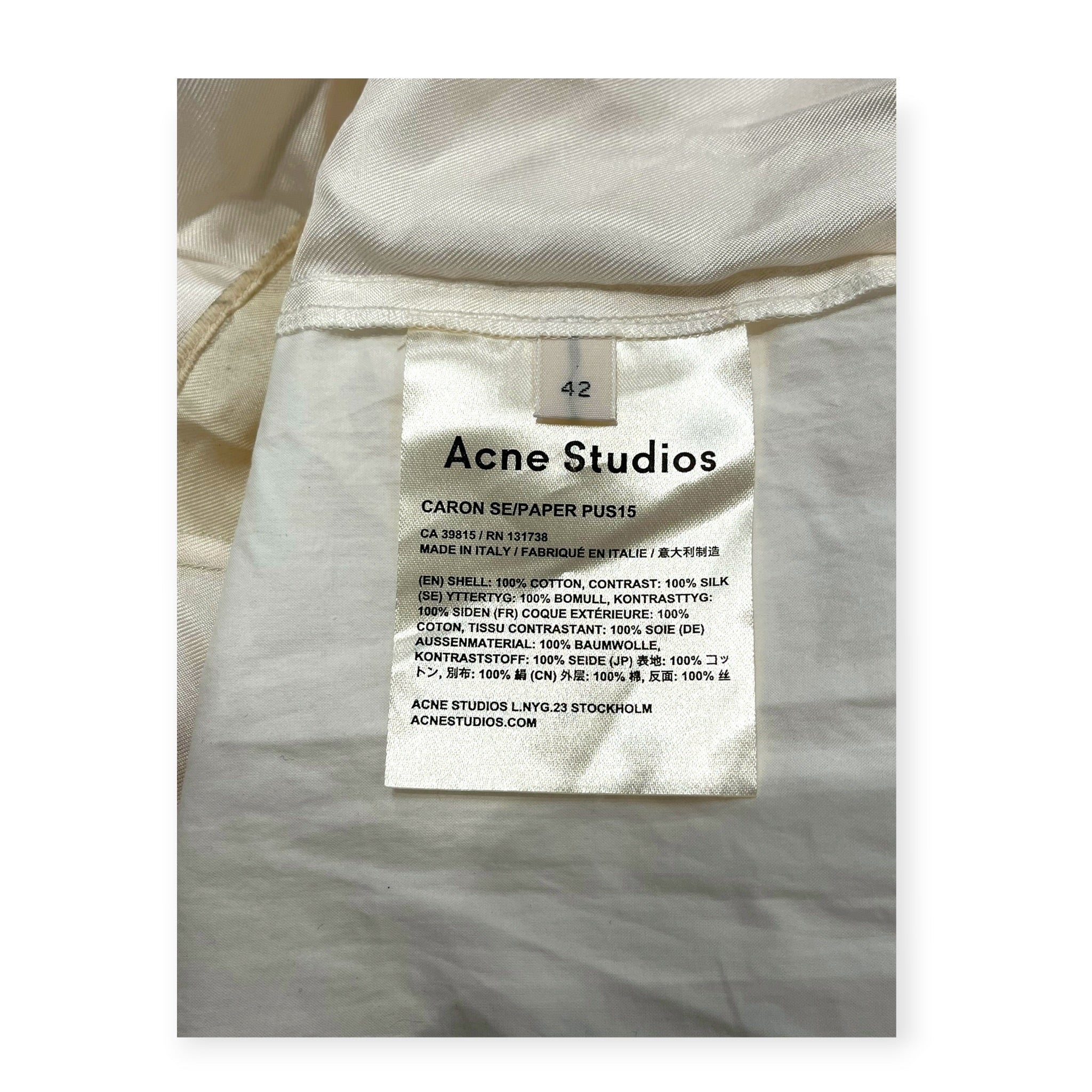 Acne Studios/Dress/42/Cotton/WHT/Maxi Length/CARON SE/PAPER V NECK DRESS view 4