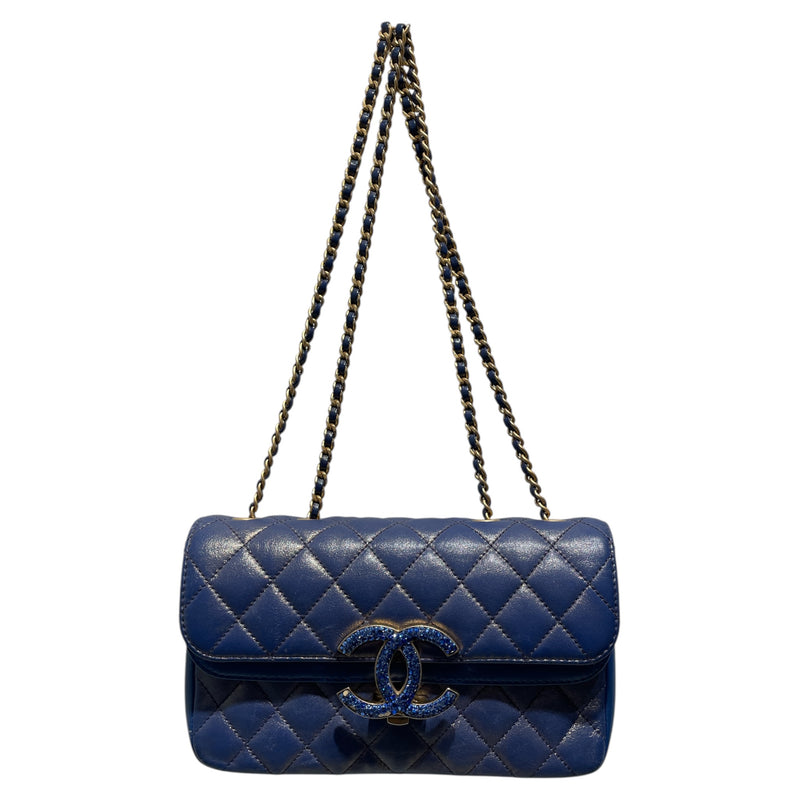 CHANEL/Cross Body Bag/Leather/BLU/SWAROVSKI BLUE