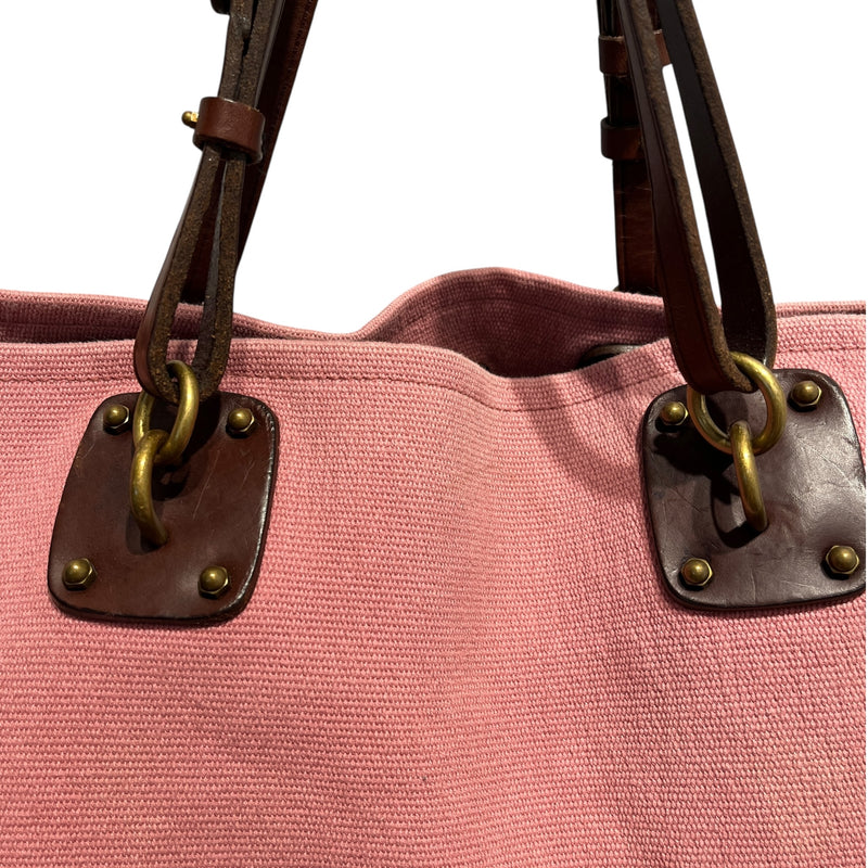 BOTTEGA VENETA/Tote Bag/Cotton/PNK/CANVAS BUCKLE STRAP