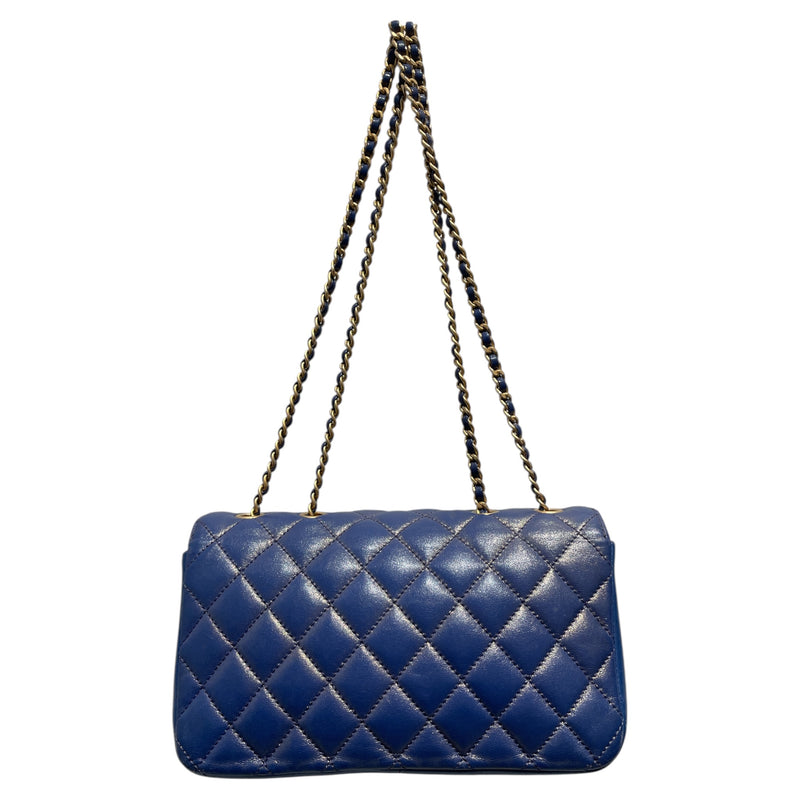 CHANEL/Cross Body Bag/Leather/BLU/SWAROVSKI BLUE