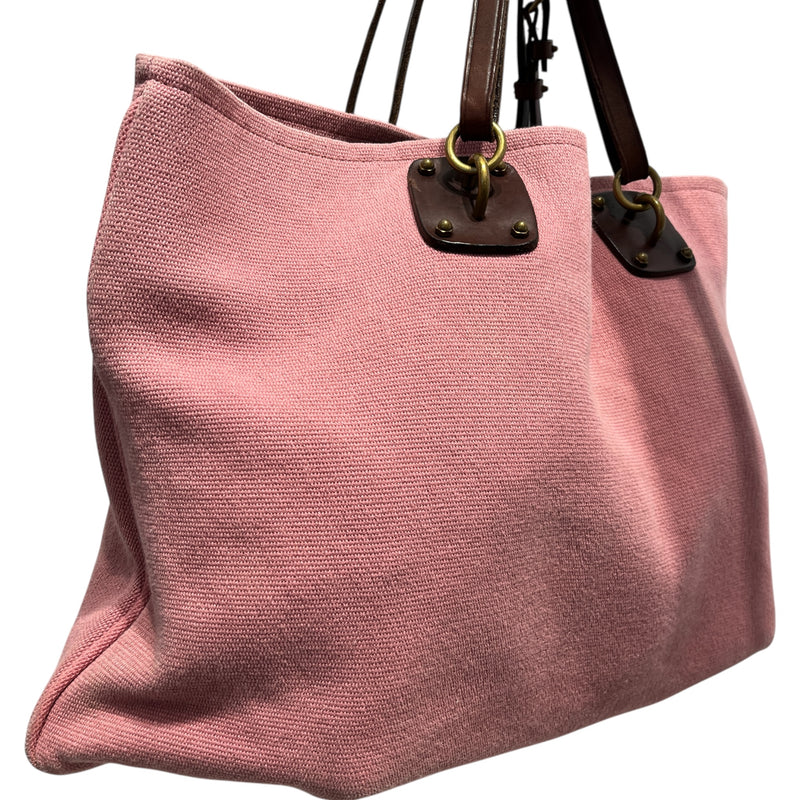 BOTTEGA VENETA/Tote Bag/Cotton/PNK/CANVAS BUCKLE STRAP