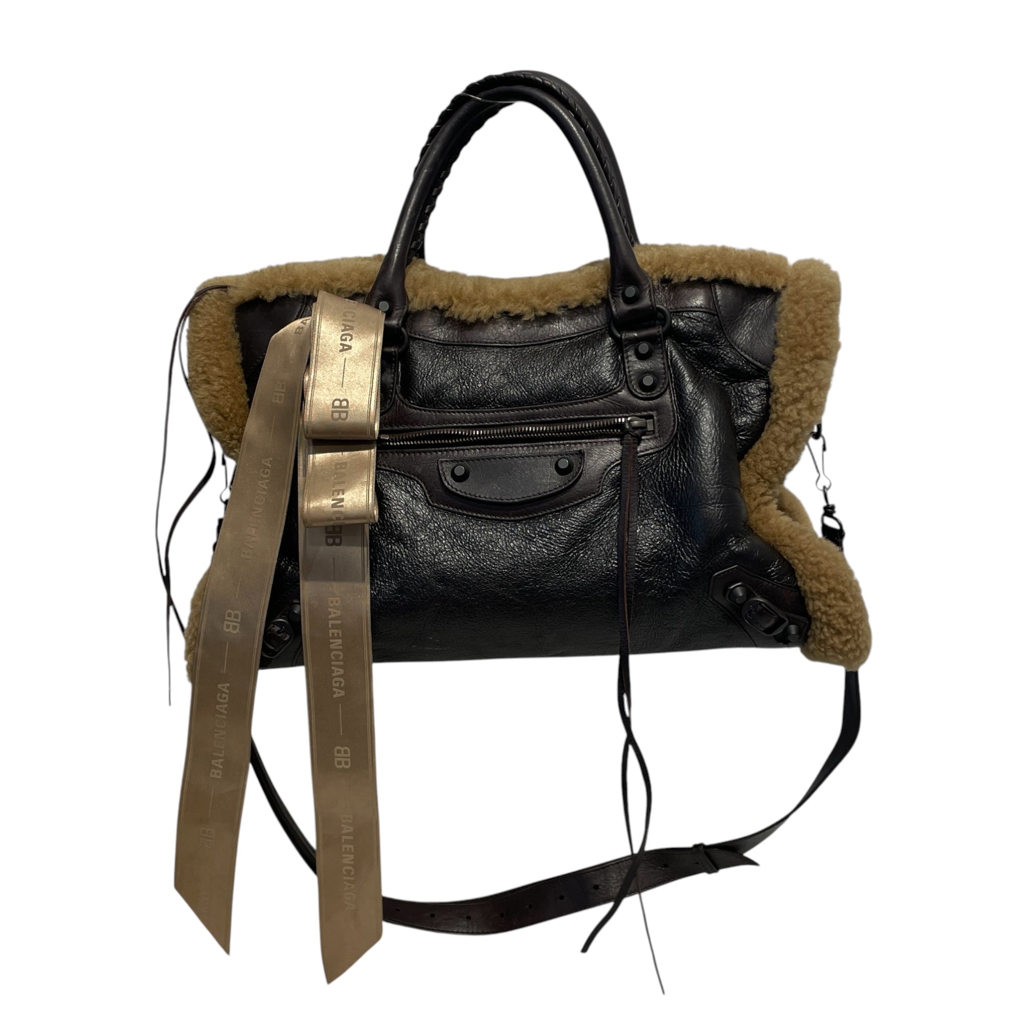 BALENCIAGA/Hand Bag/Lambskin/BRW/fleece lined city bag view 1