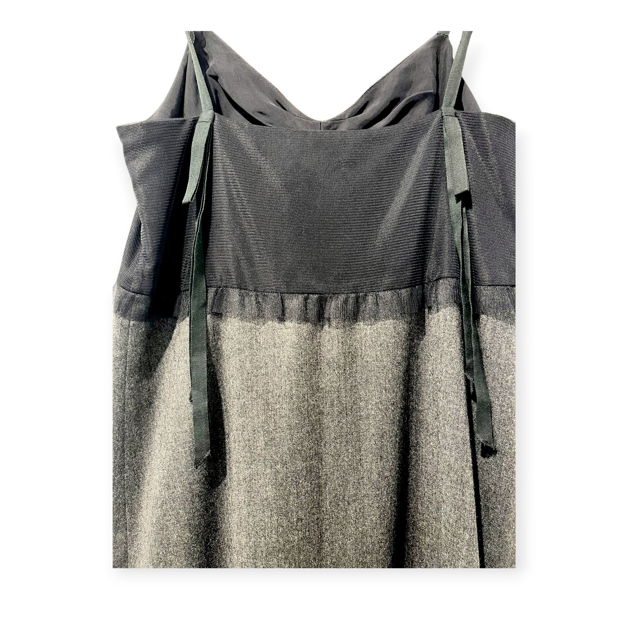 MIU MIU/Dress/38/Wool/GRY/Midi Length/NET RUFFLE TOP BLACK TRIM view 4