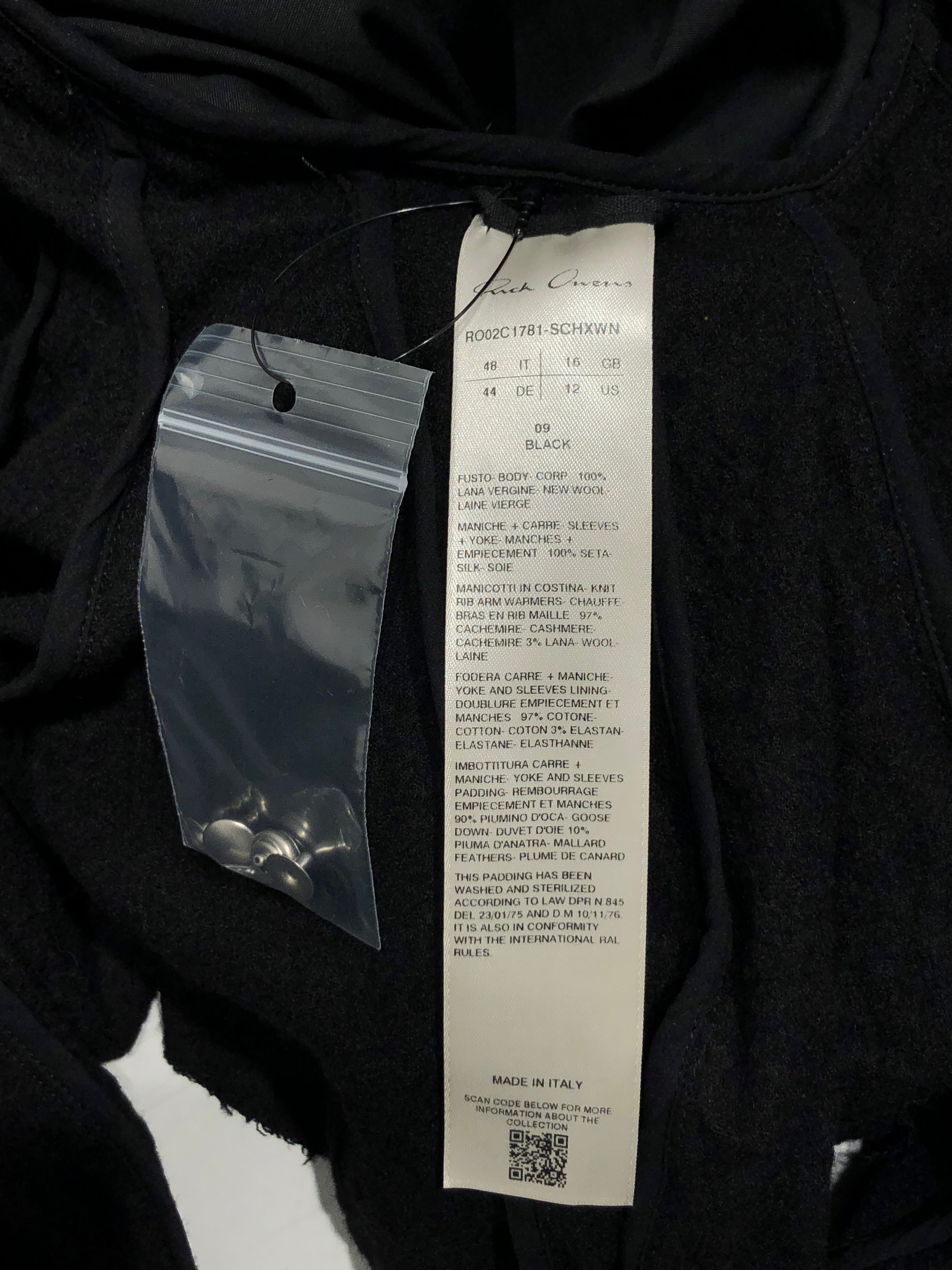 Rick Owens/Jacket/12/Wool/BLK/DUVETESSA CROPPED view 4
