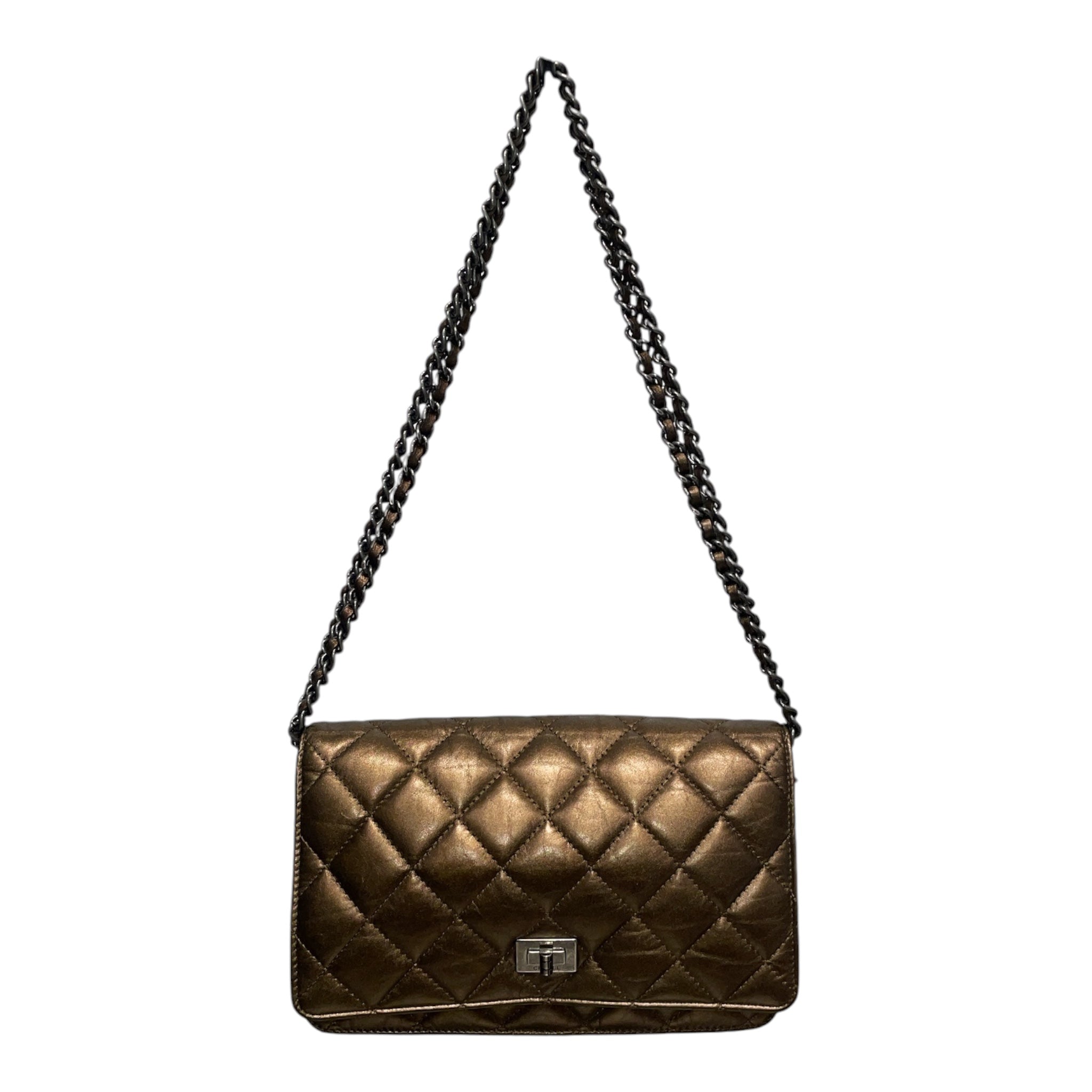 CHANEL/Cross Body Bag/Leather/BRW/WALLE ON CHAIN 2.55 BRONZE view 1