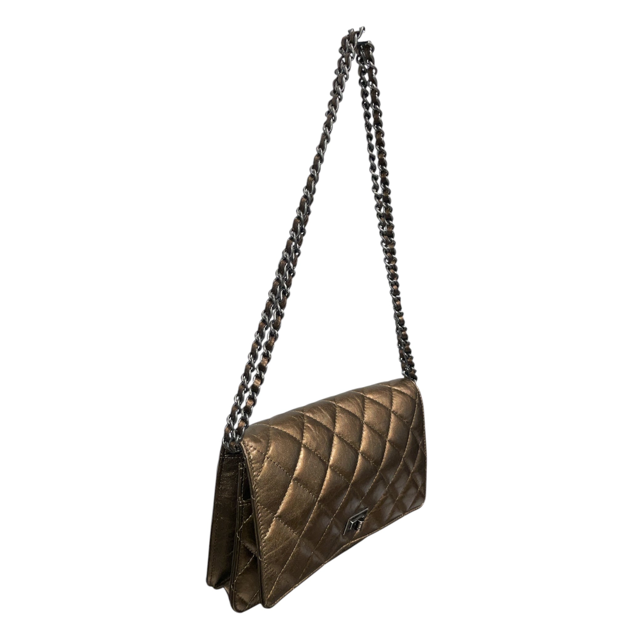 CHANEL/Cross Body Bag/Leather/BRW/WALLE ON CHAIN 2.55 BRONZE view 3