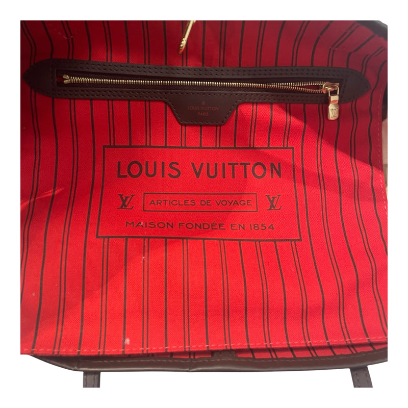 LOUIS VUITTON/Tote Bag/L/Monogram/Leather/BRW/Neverfull MM Damier