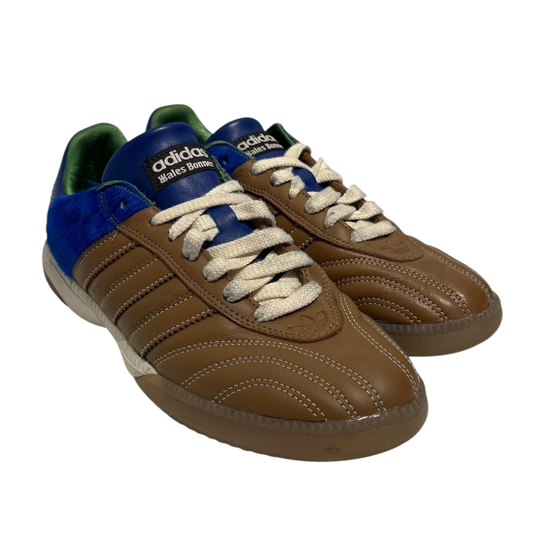 WALES BONNER/adidas/Low-Sneakers/US 9/Leather/BRW/BLUE FUR ON HEEL view 1