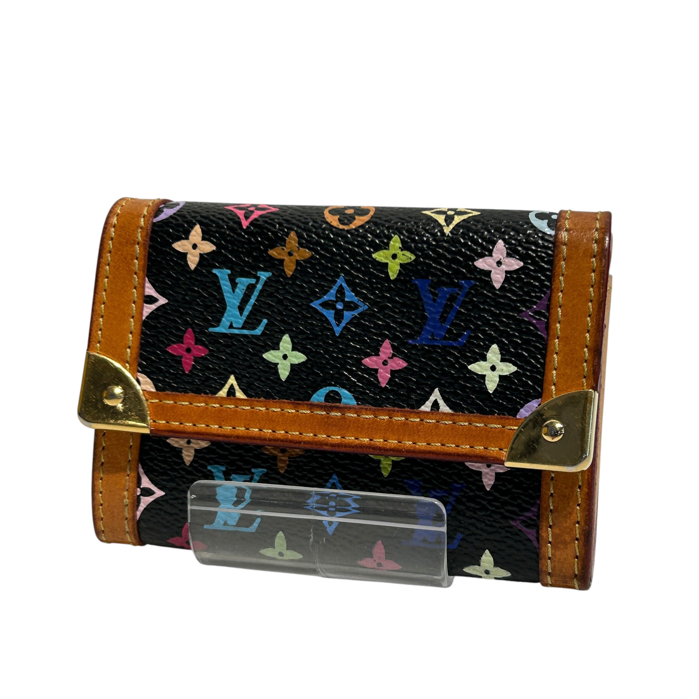 LOUIS VUITTON/Coin Wallet/Monogram/Leather/BLK/MULTICOLOR PORTE MONNAIE PLAT view 1