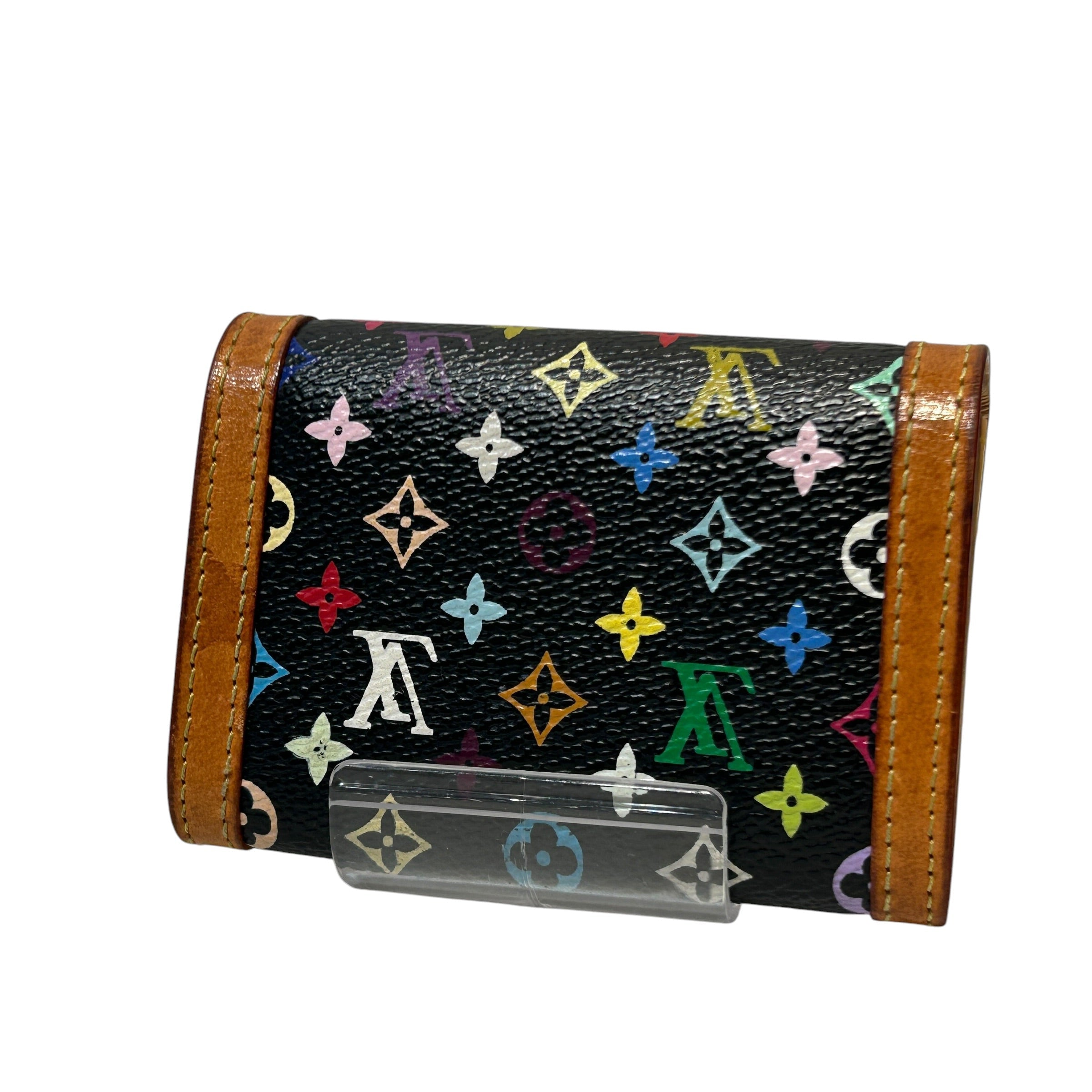 LOUIS VUITTON/Coin Wallet/Monogram/Leather/BLK/MULTICOLOR PORTE MONNAIE PLAT view 2