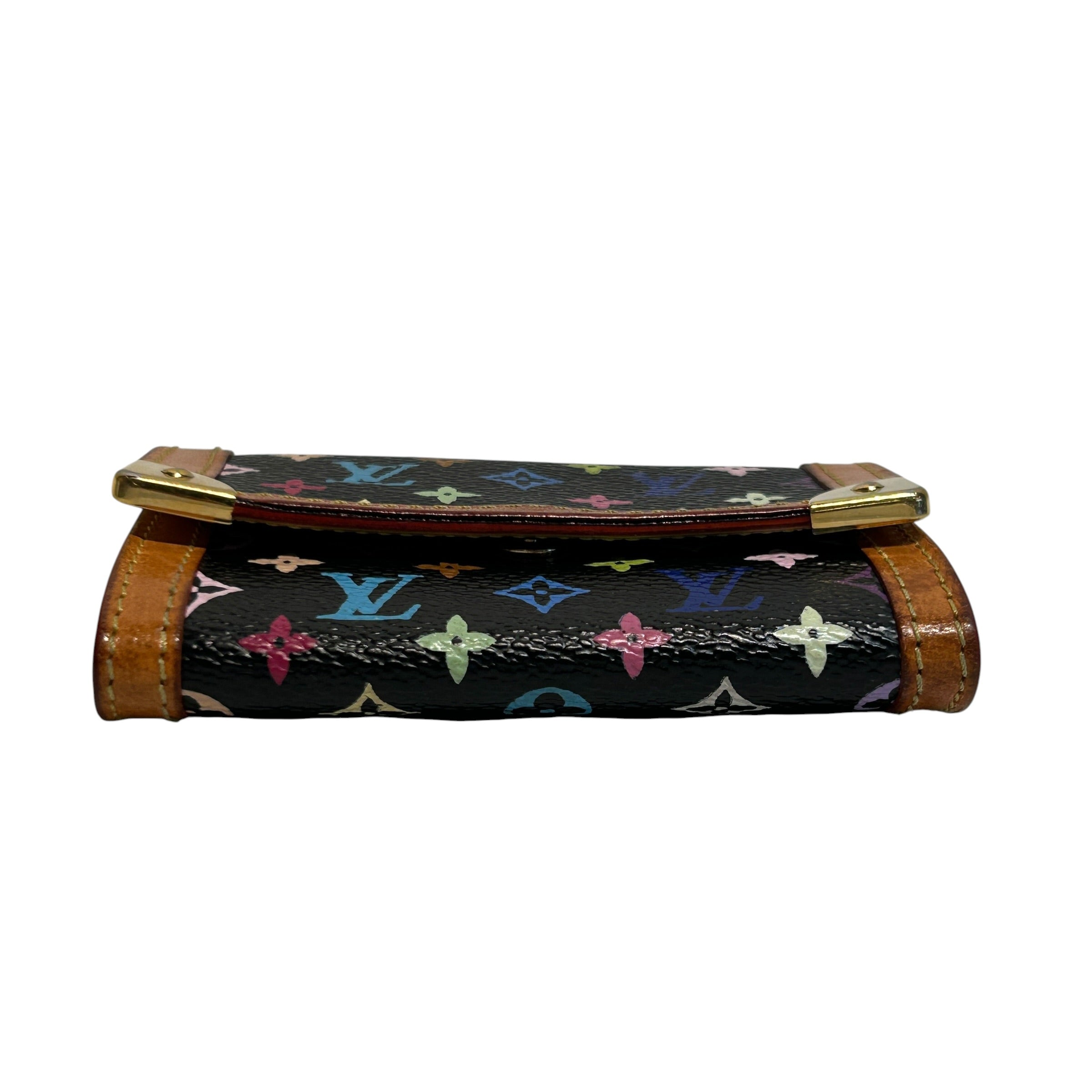 LOUIS VUITTON/Coin Wallet/Monogram/Leather/BLK/MULTICOLOR PORTE MONNAIE PLAT view 3