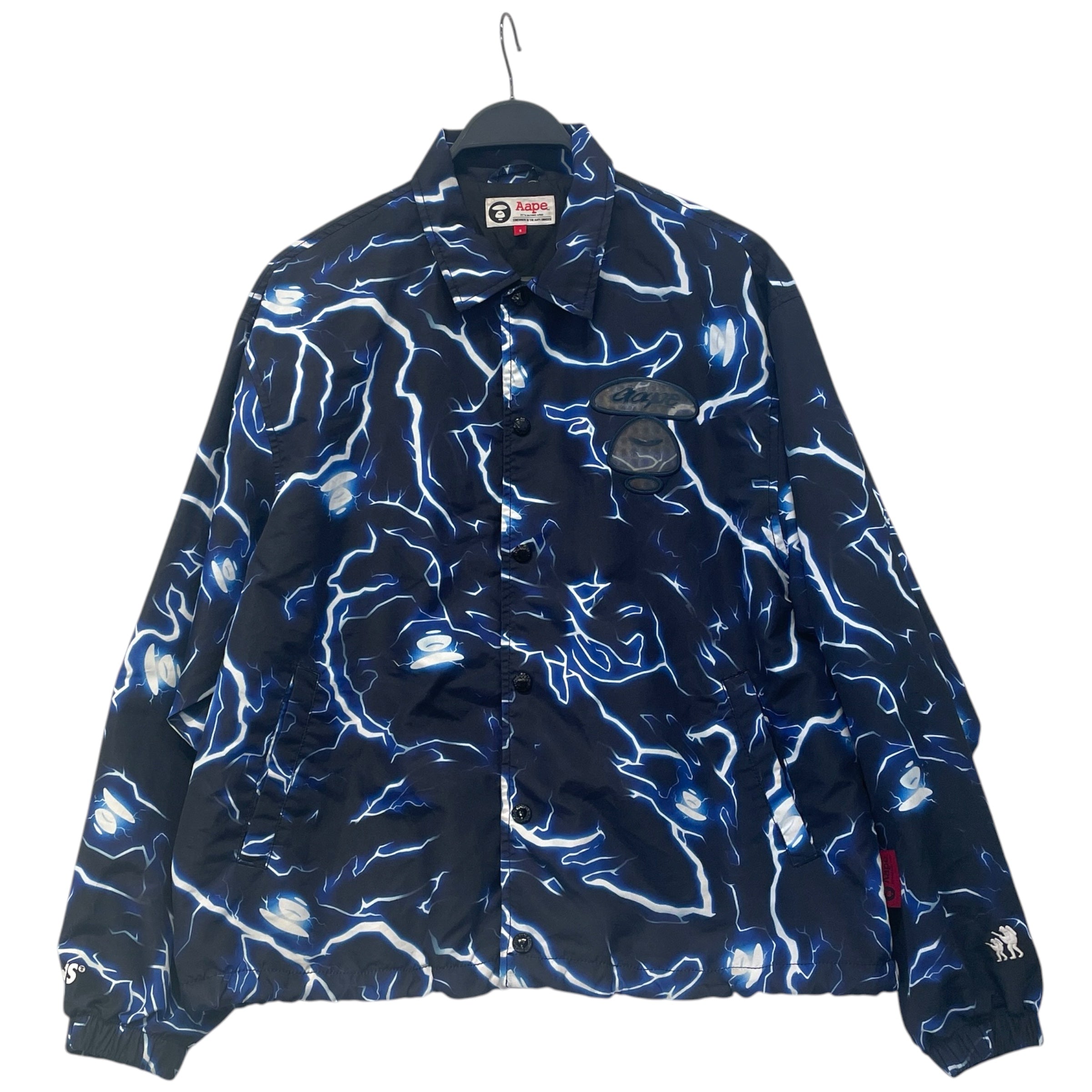 AAPE BY A BATHING APE/Windbreaker/S/Nylon/BLK/All Over Print/lightning pattern view 1