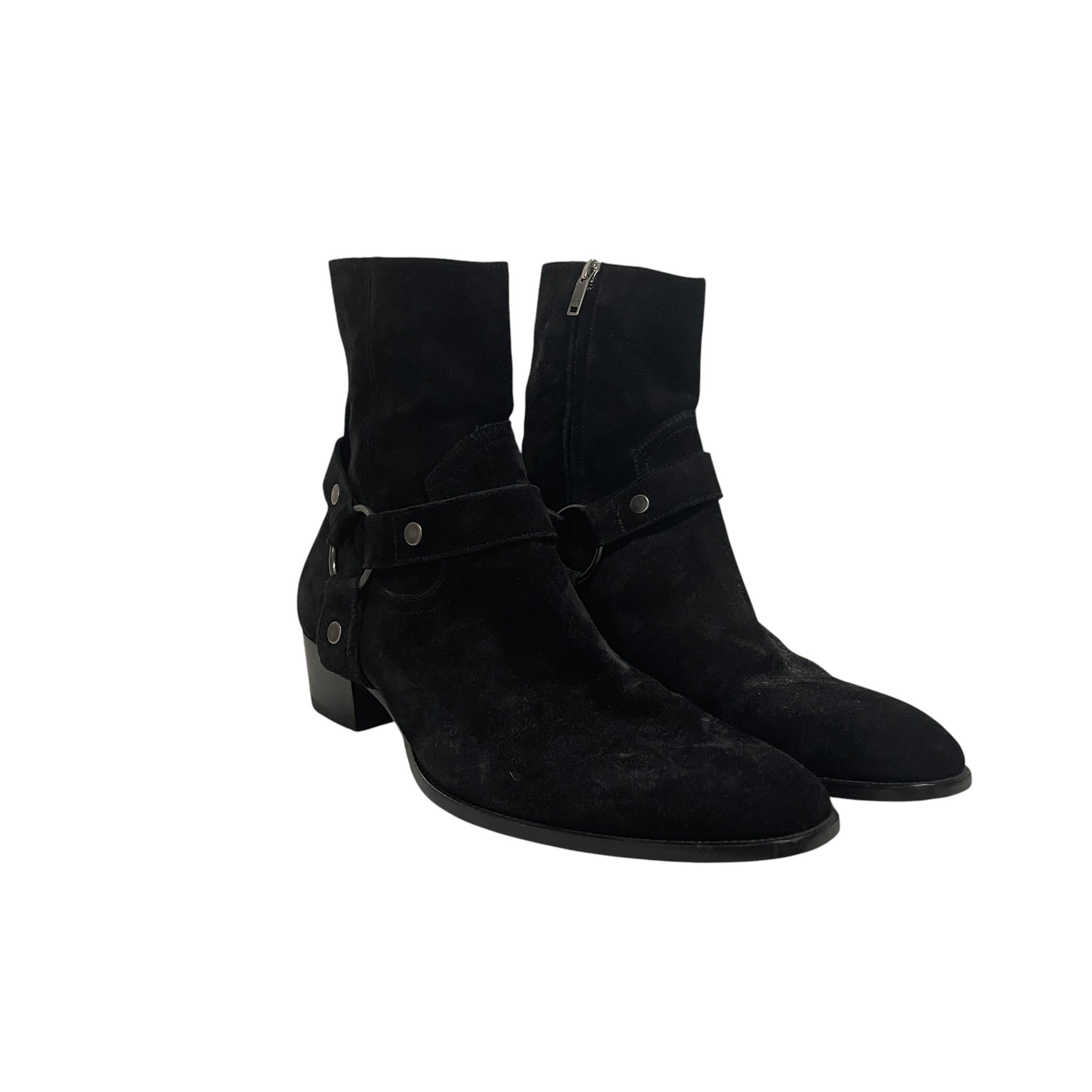 SAINT LAURENT/Cowboy Boots/EU 44/Suede/BLK/SILVER SUEDE BUCKLE view 1