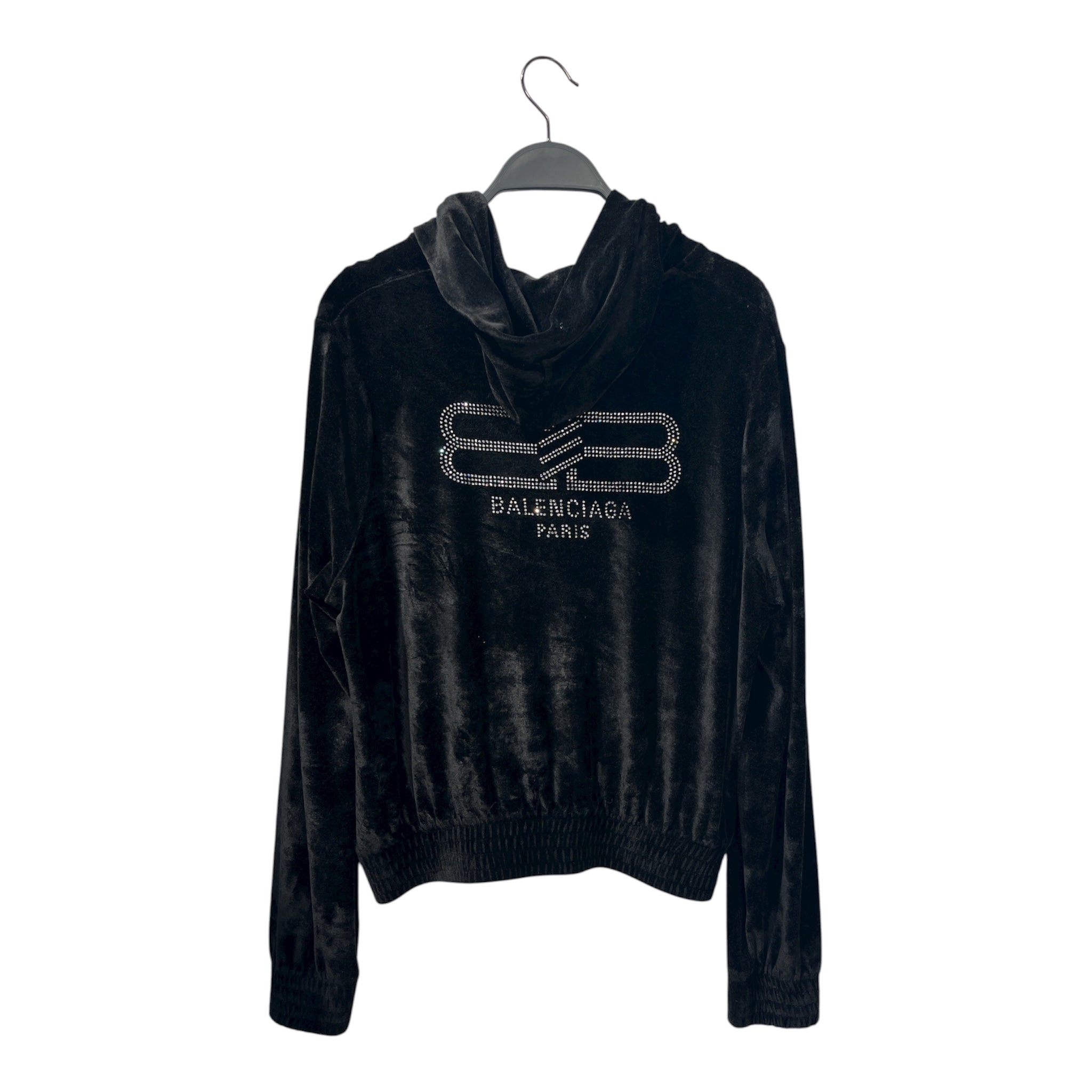 BALENCIAGA/Hoodie/40/Velour/BLK/RHINESTONE view 2