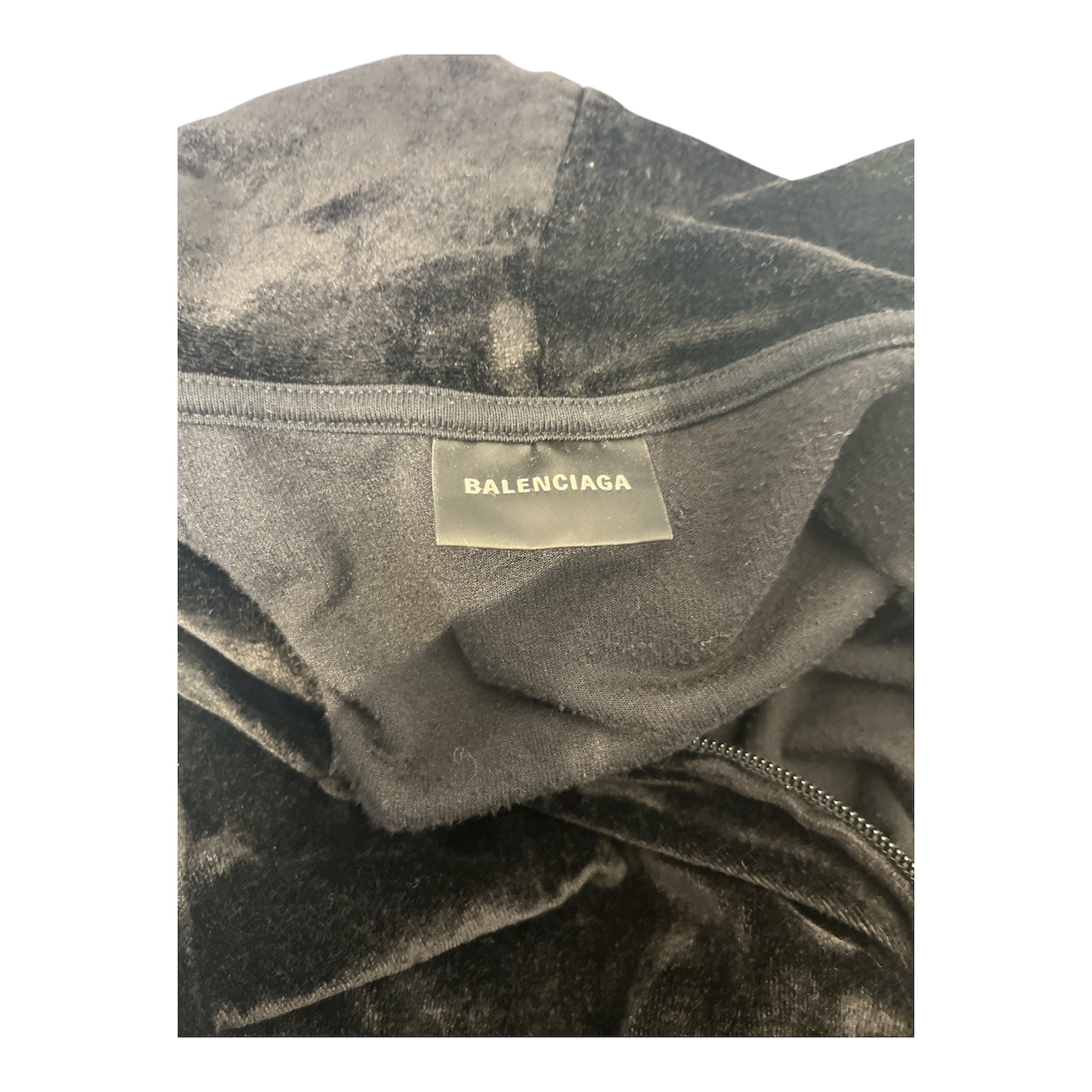 BALENCIAGA/Hoodie/40/Velour/BLK/RHINESTONE view 3