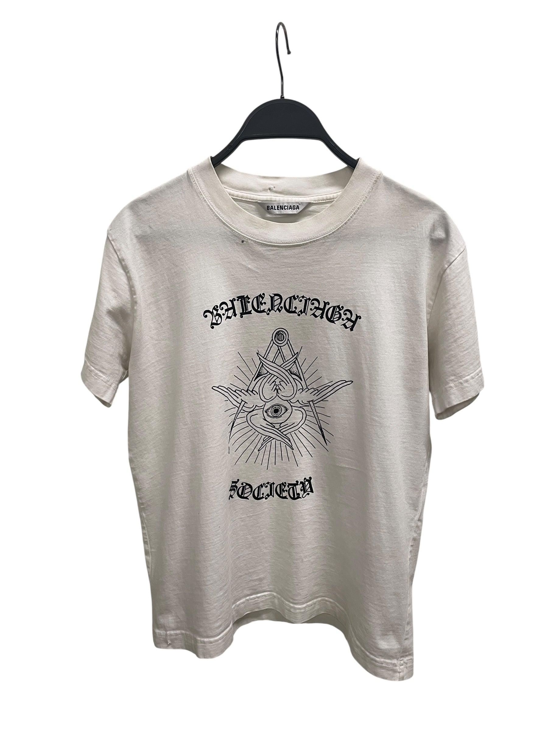 BALENCIAGA/T-Shirt/M/Cotton/WHT/FREE YOUR MIND BACK LGO view 1
