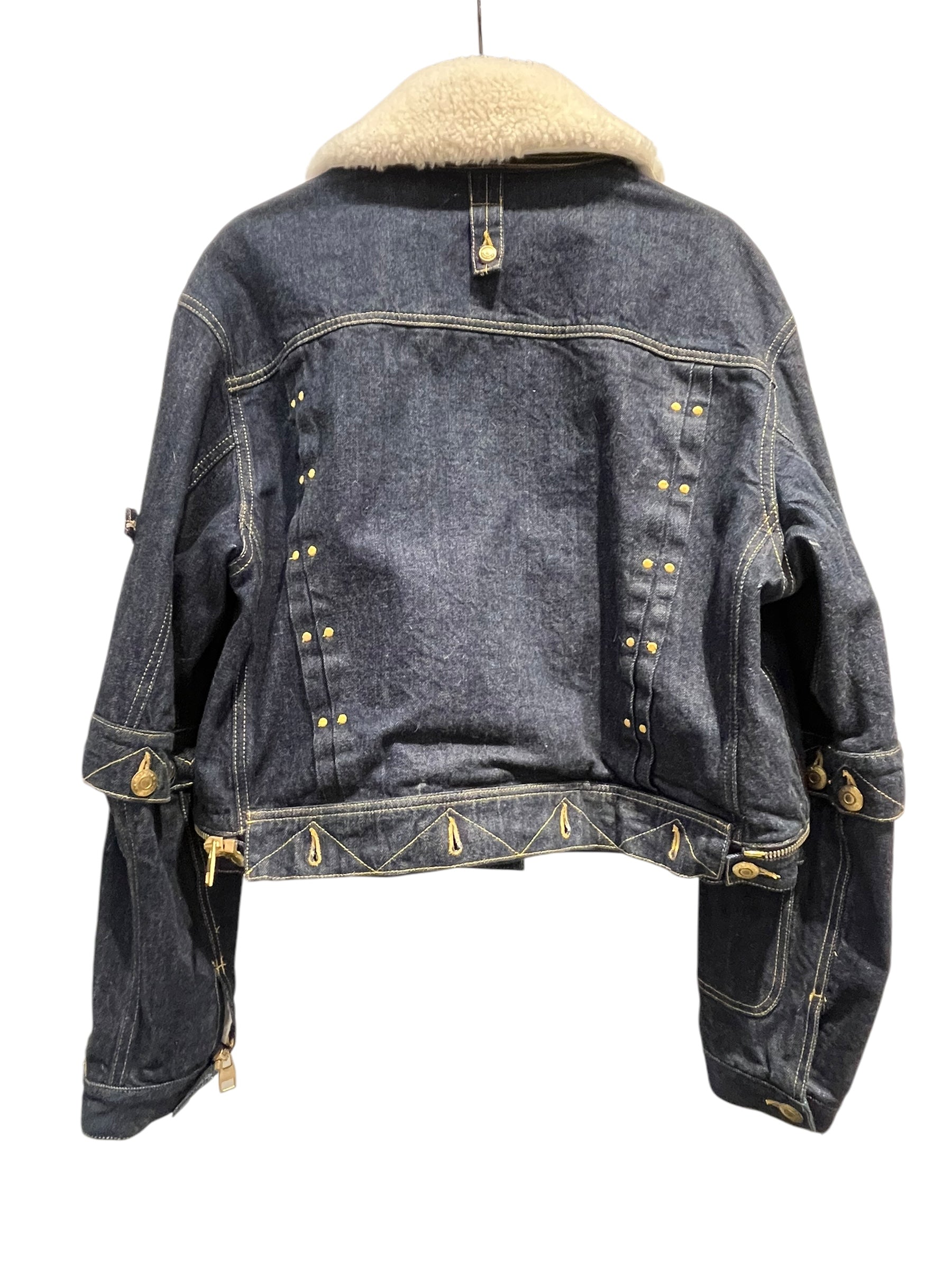 Alexander McQueen/Denim Jkt/46/Denim/NVY/Fur collar view 3