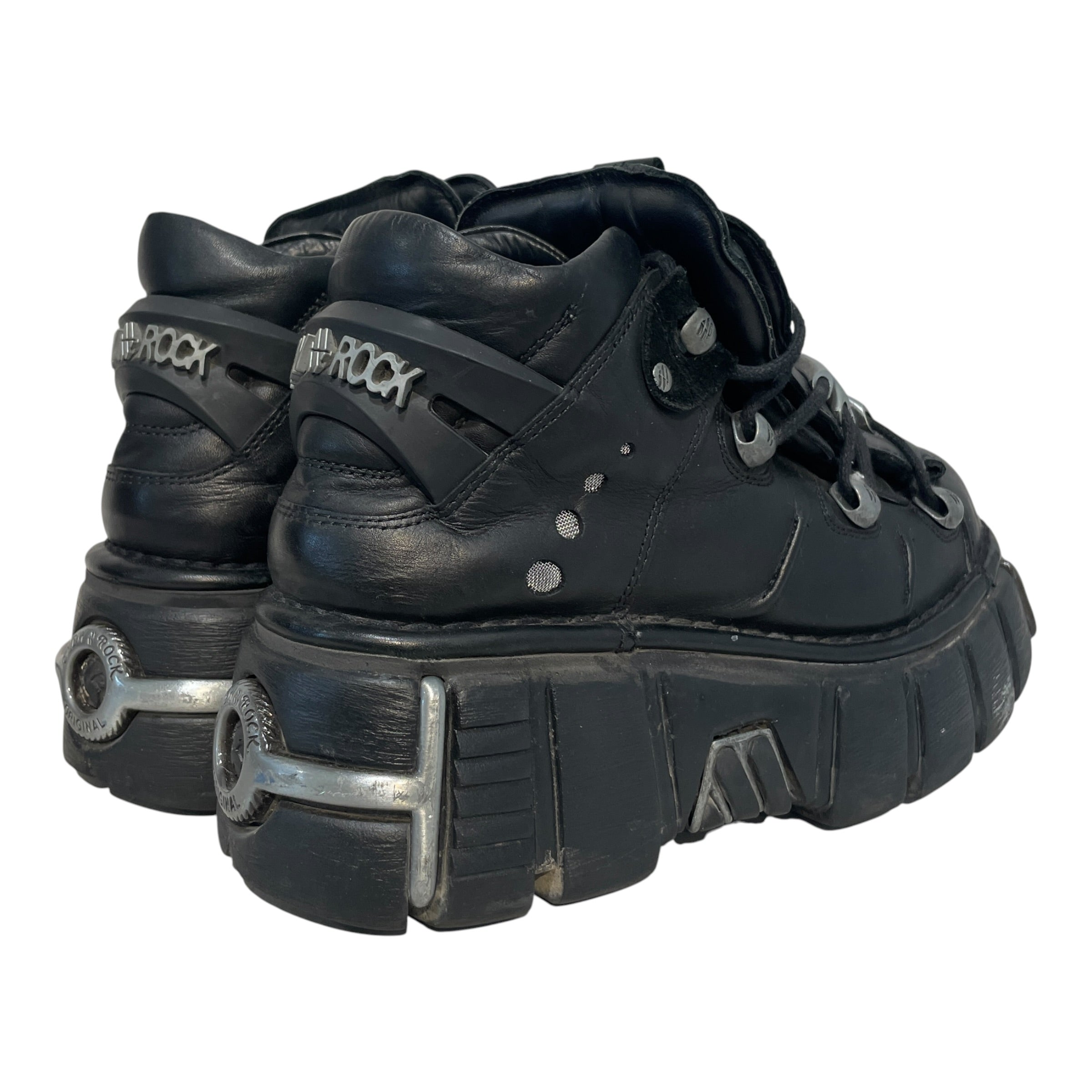 NEW ROCK/Lace Up Boots/EU 42/Leather/BLK/Black M-106 Metallic Platform view 2