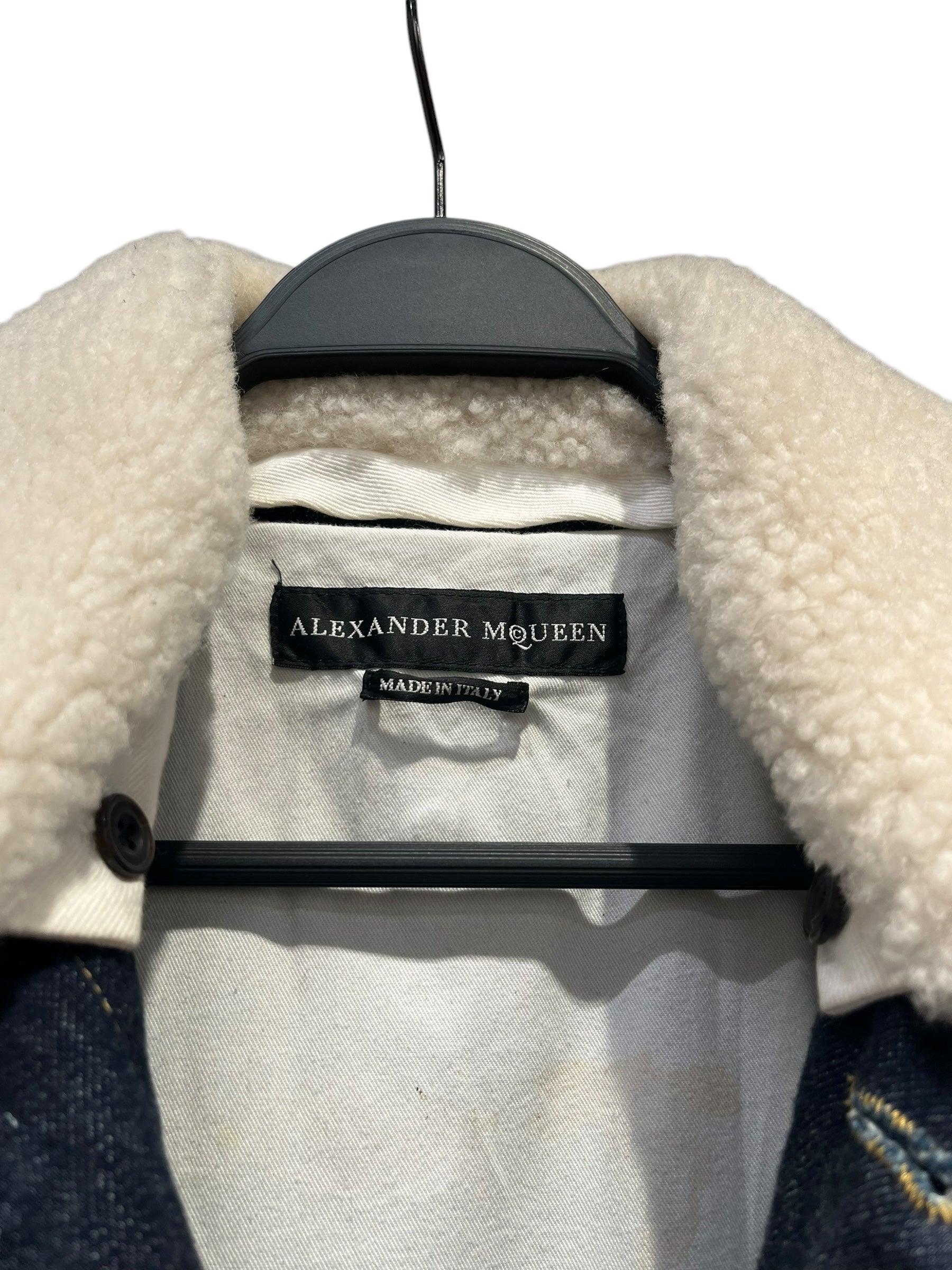 Alexander McQueen/Denim Jkt/46/Denim/NVY/Fur collar view 6