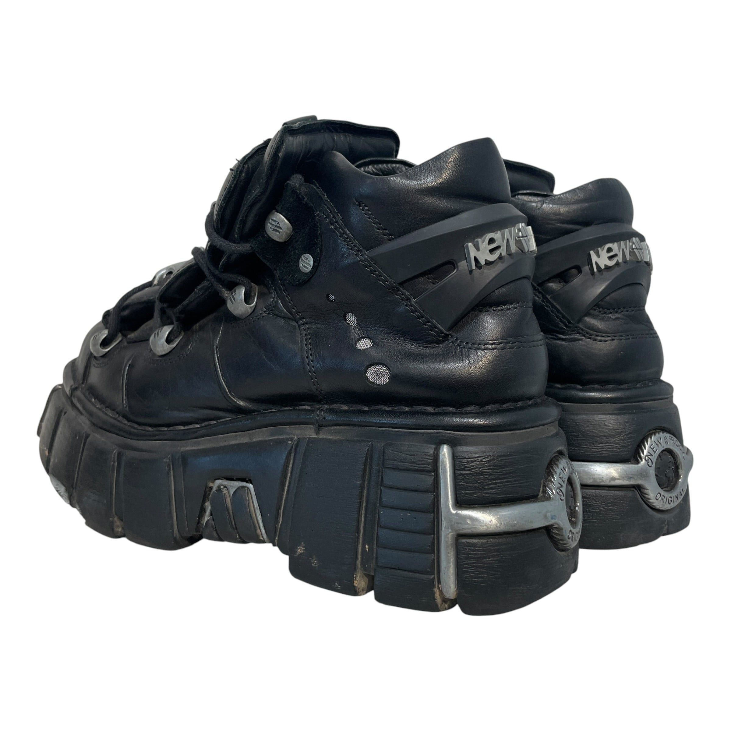 NEW ROCK/Lace Up Boots/EU 42/Leather/BLK/Black M-106 Metallic Platform view 3