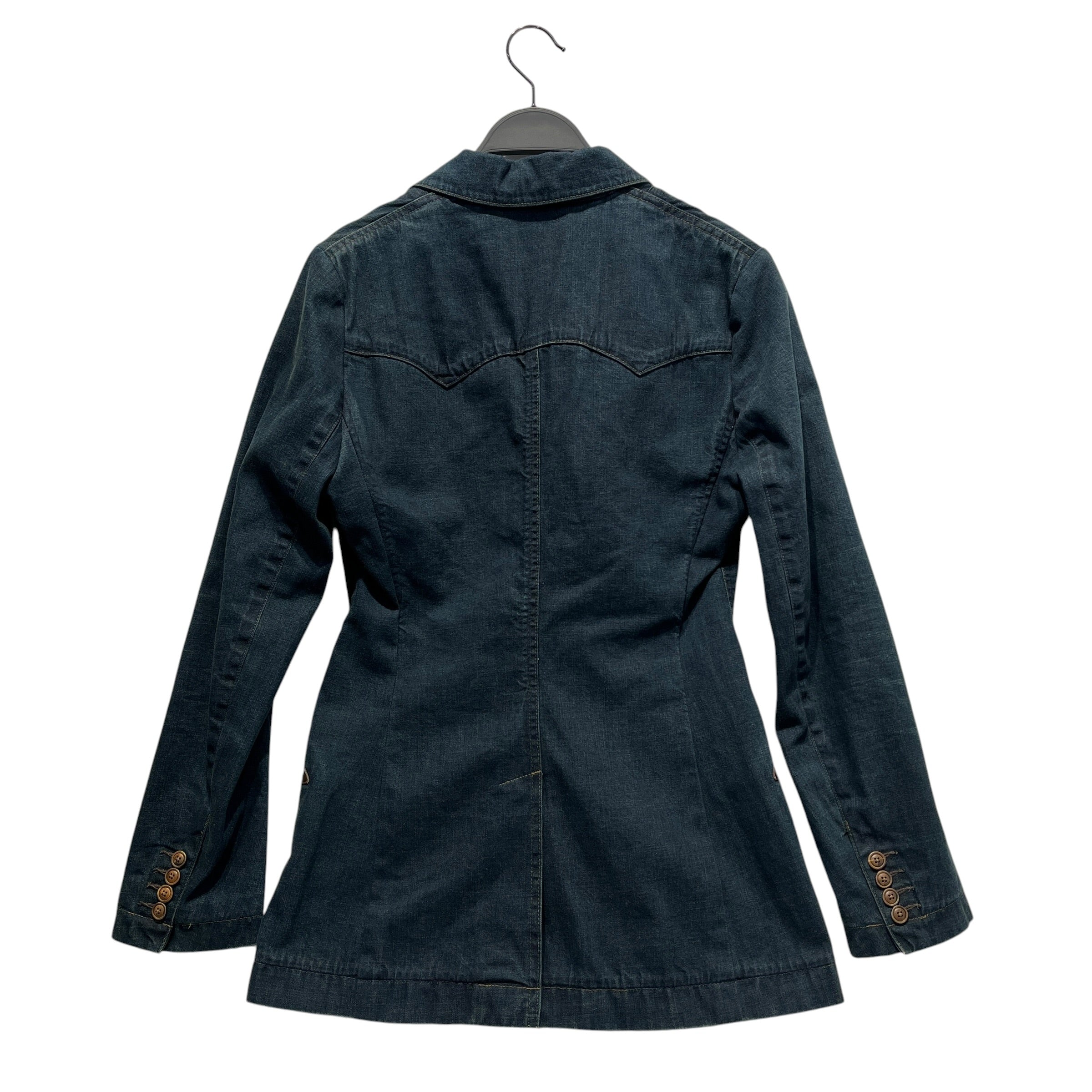 RRL/Tailored Jkt/3/Denim/NVY/fitted blazer brown buttons view 2