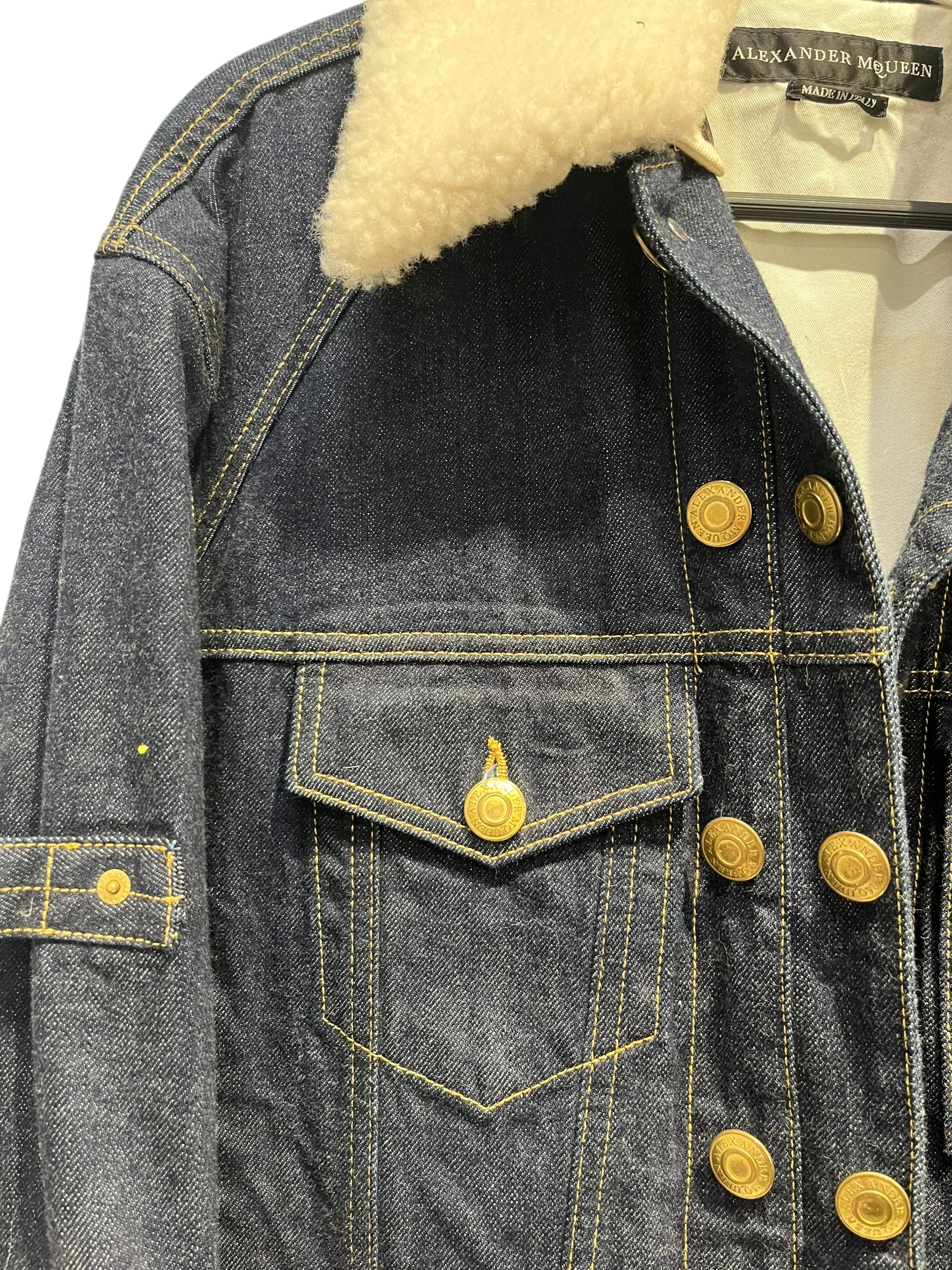 Alexander McQueen/Denim Jkt/46/Denim/NVY/Fur collar view 9