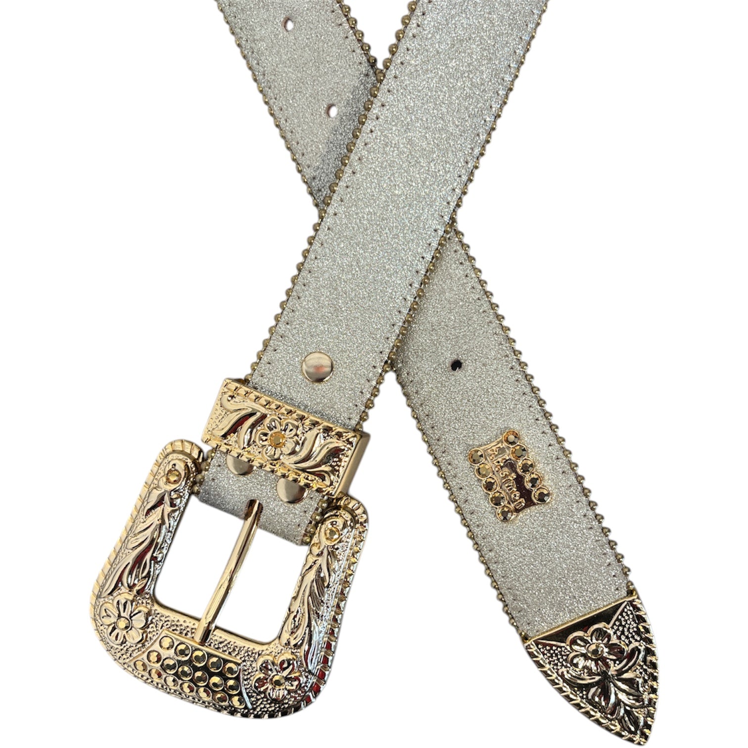b.b.simon/Belt/Glitter/Leather/GLD/size 34 view 2