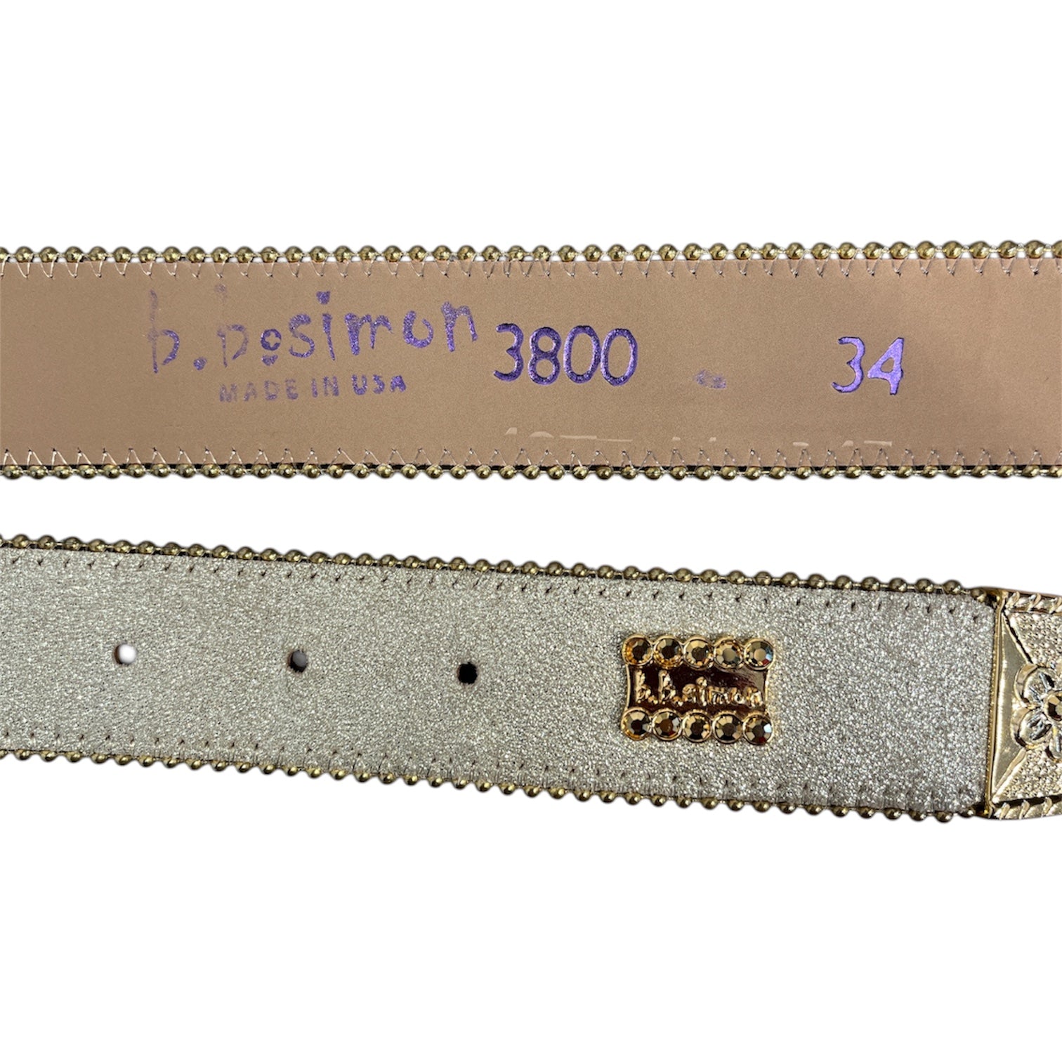 b.b.simon/Belt/Glitter/Leather/GLD/size 34 view 3