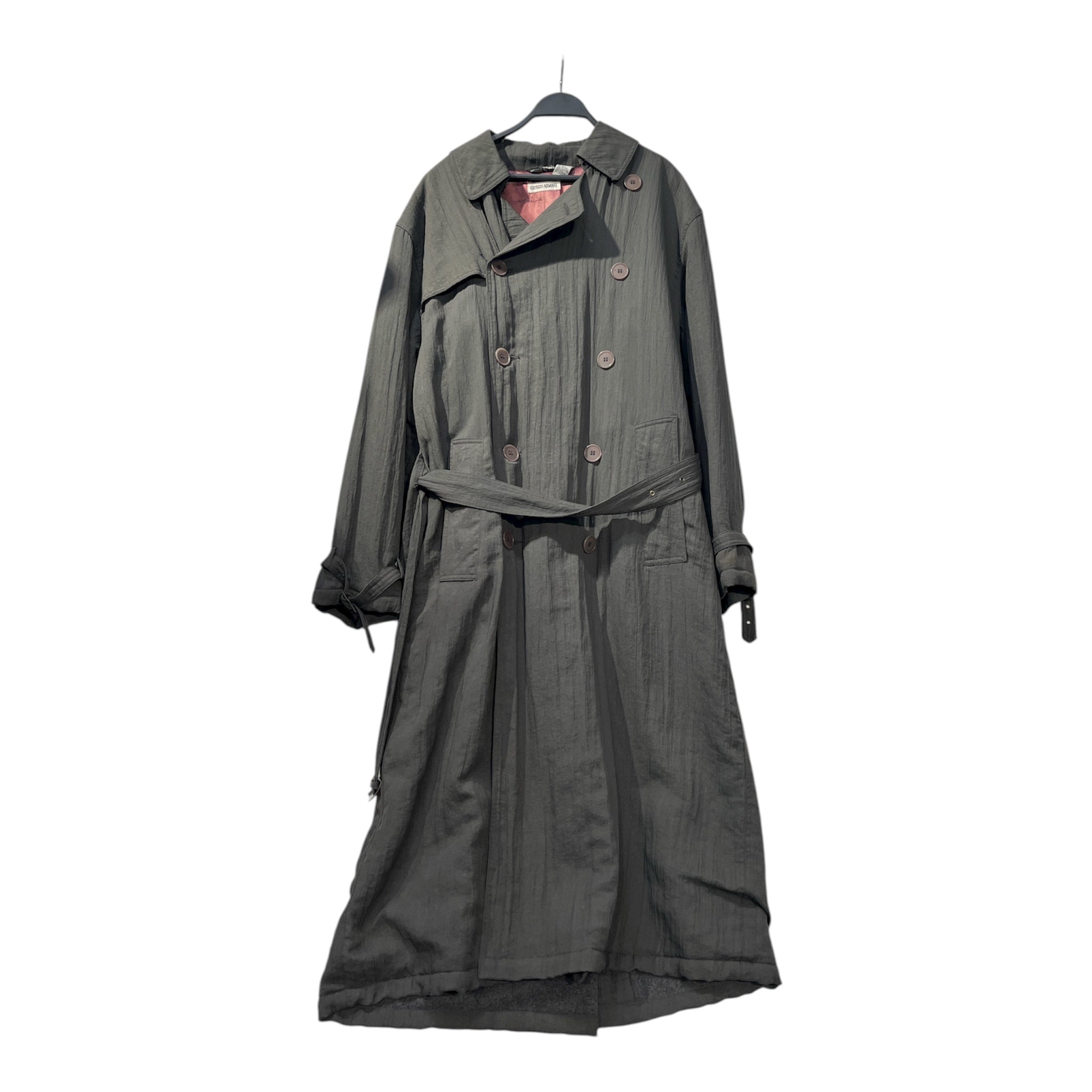 GIORGIO ARMANI/Trench Coat/38/Nylon/GRY/WOOL LINING, DOUBLE-BREASTED view 1