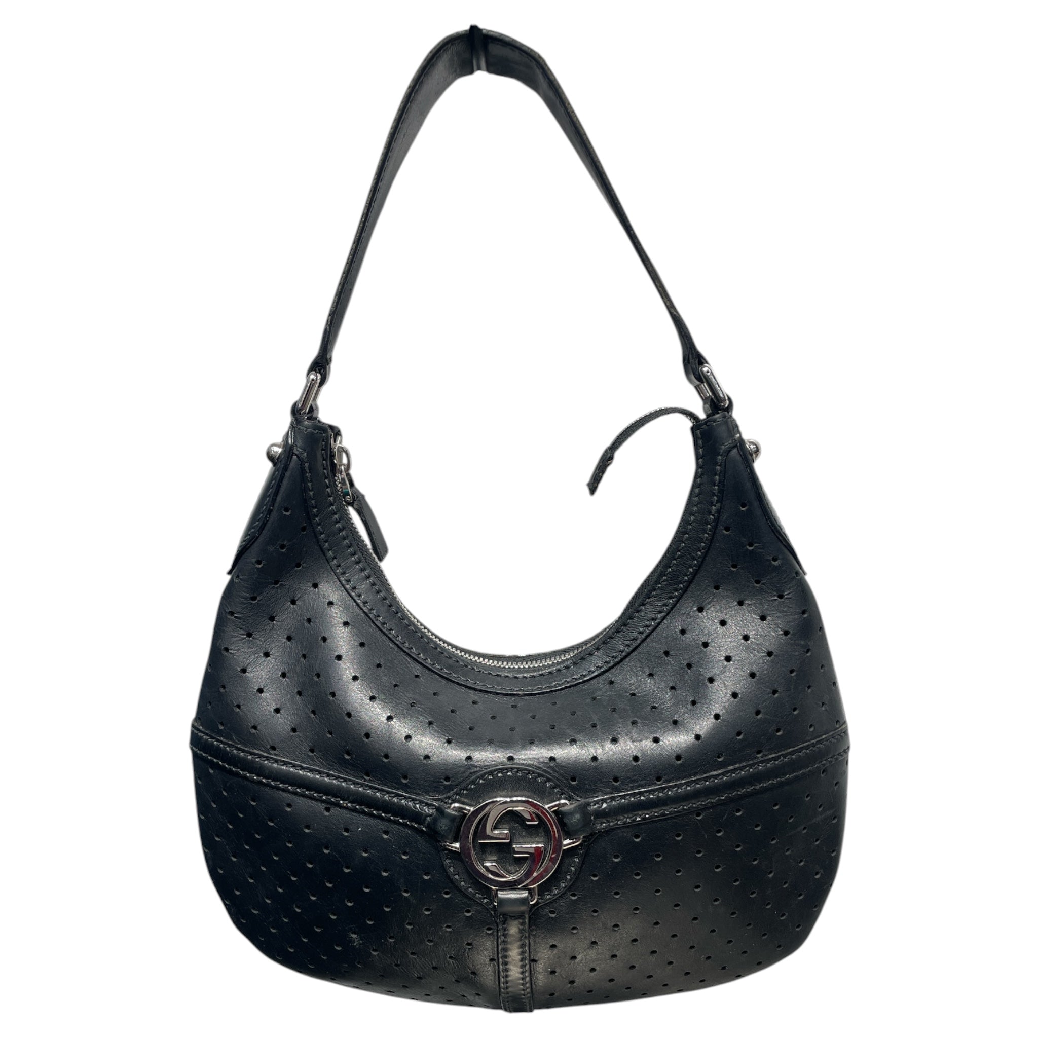 GUCCI/Hand Bag/Leather/BLK/INTERLOCKING G REINS HOBO view 1