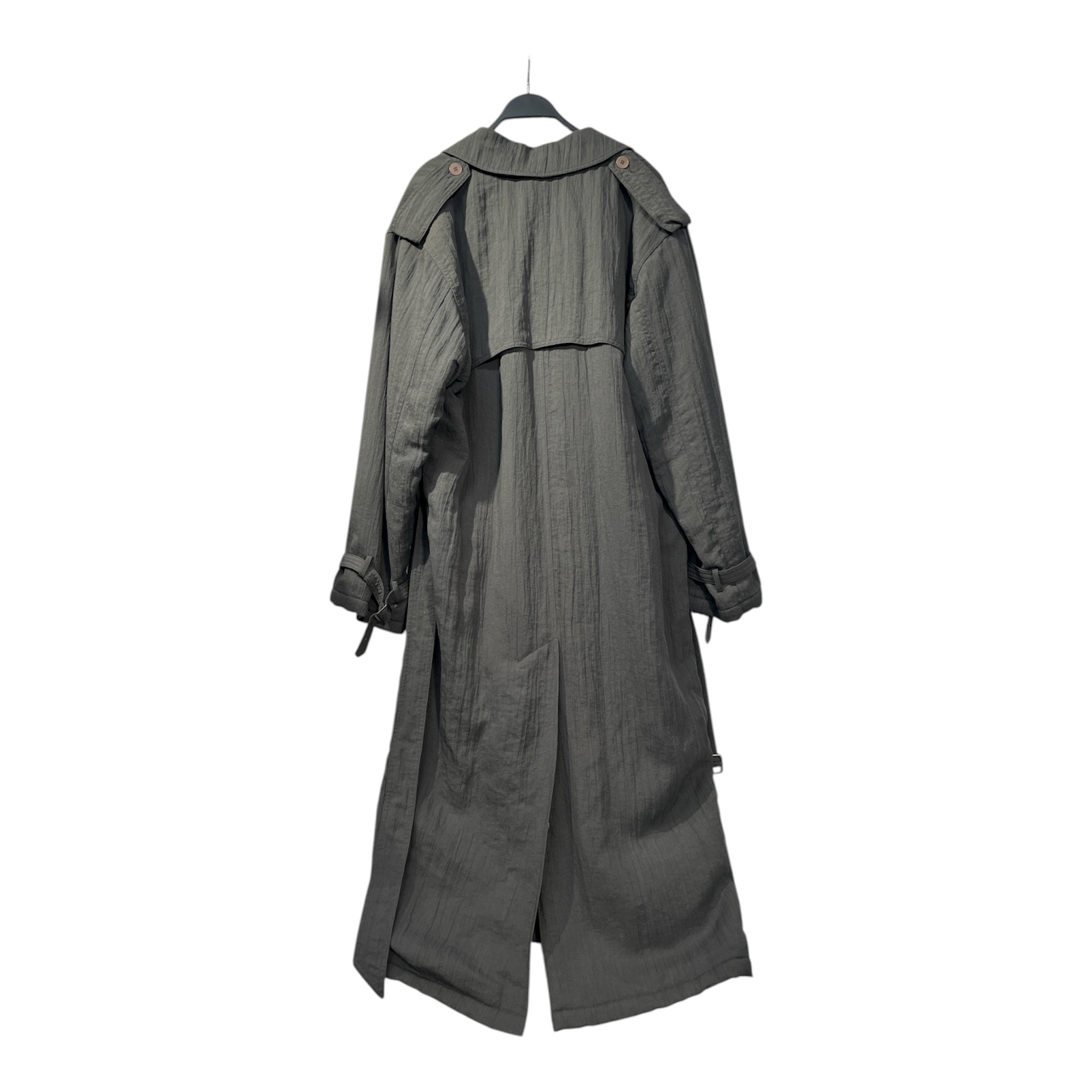 GIORGIO ARMANI/Trench Coat/38/Nylon/GRY/WOOL LINING, DOUBLE-BREASTED view 2